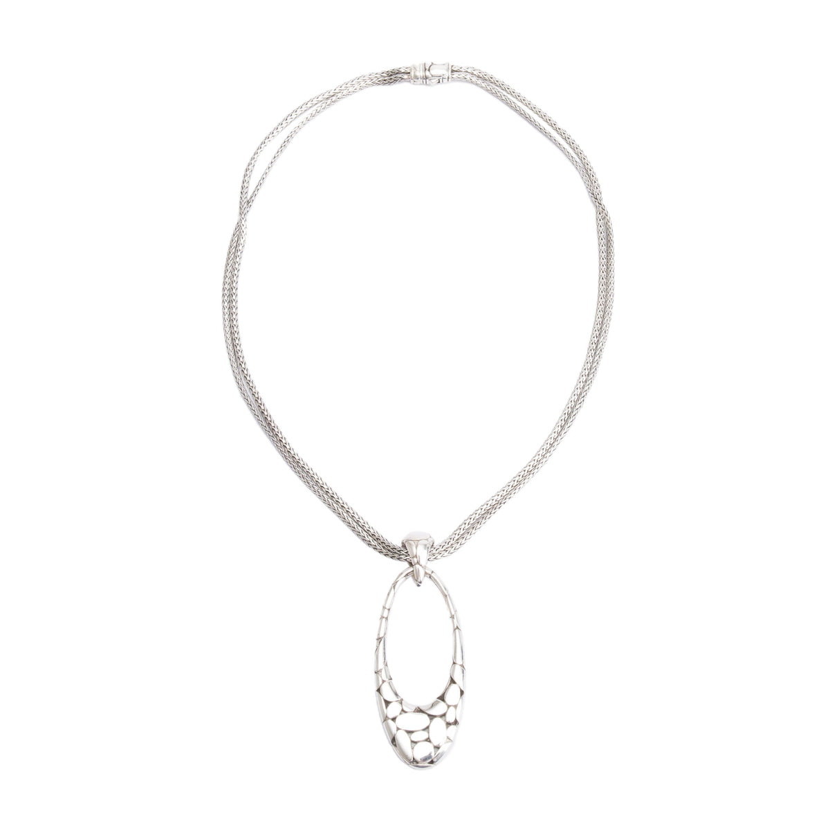 John Hardy Sterling Silver Kali Oval Pendant Double Strand Necklace ...