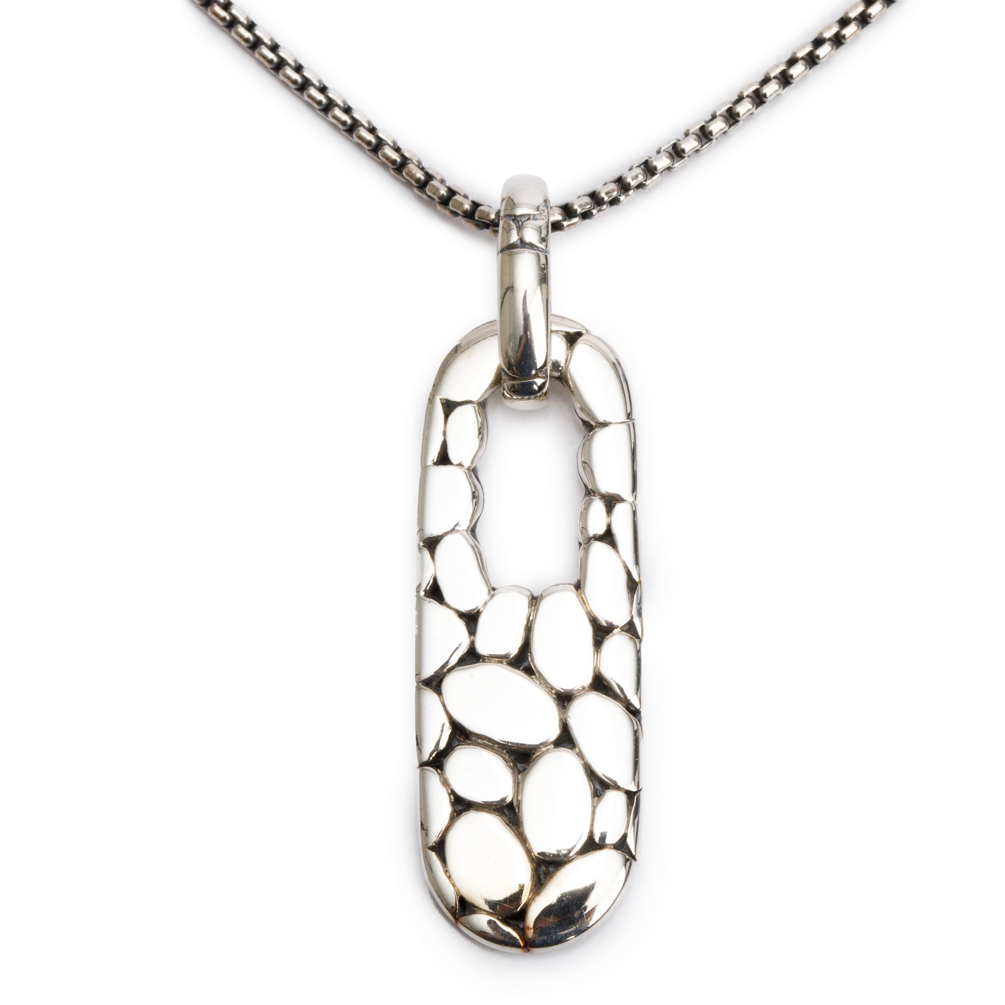 John Hardy Sterling Silver Kali Pebble Rectangular Pendant Necklace