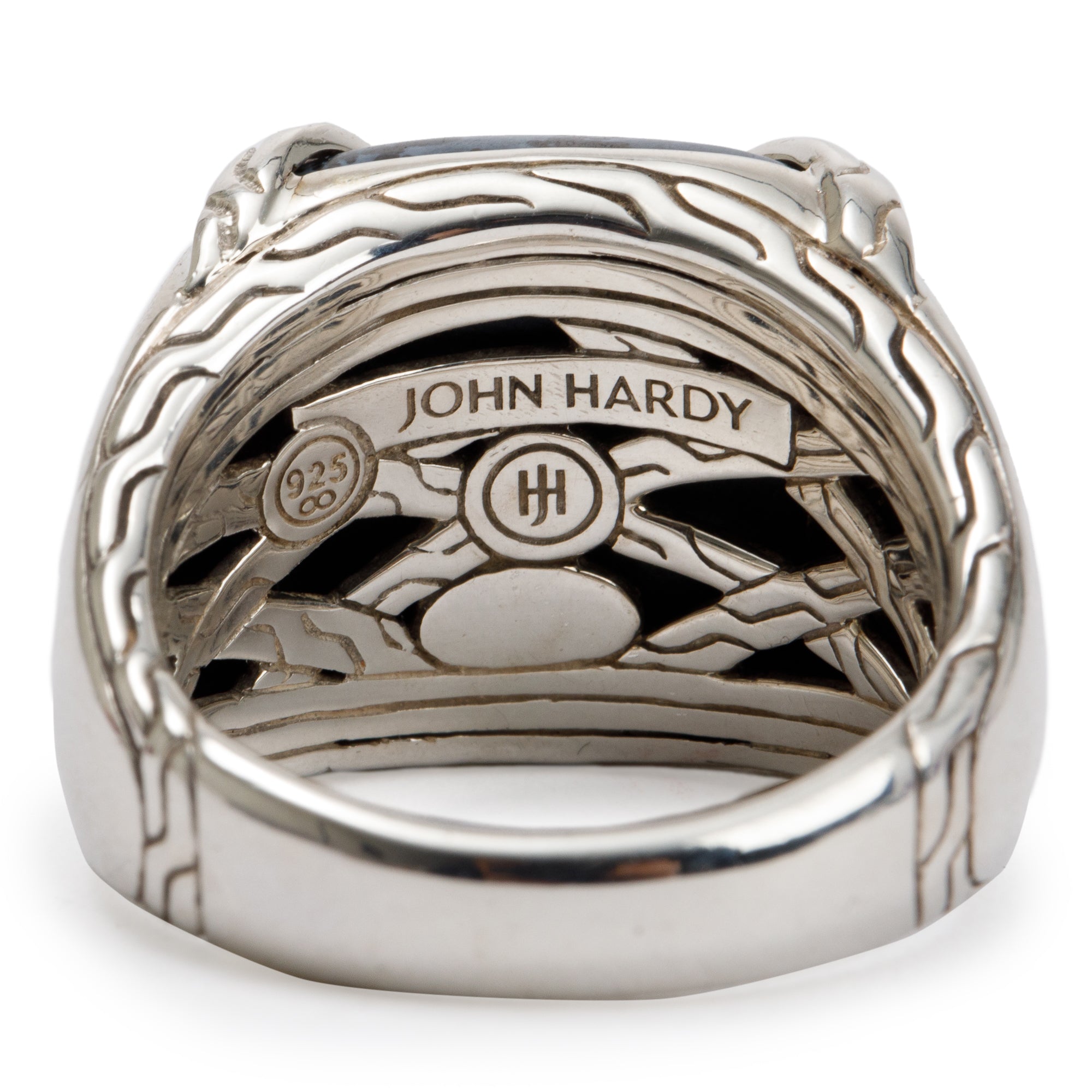 John Hardy Sterling Silver Pietersite Knot Chain Signet Ring, Size 10
