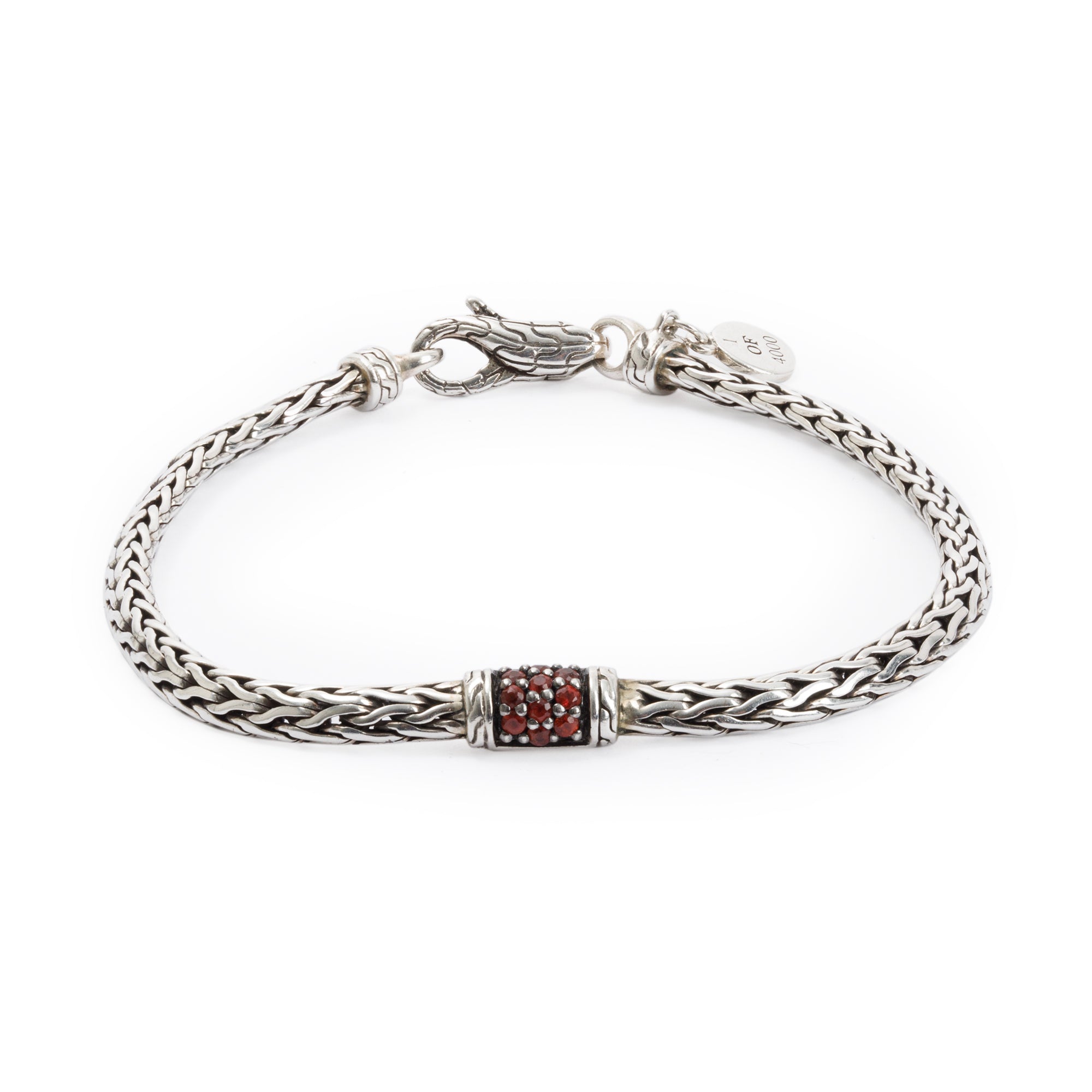 John Hardy Sterling Silver Ruby 40th Anniversary Classic Chain Lava Slim Bracelet