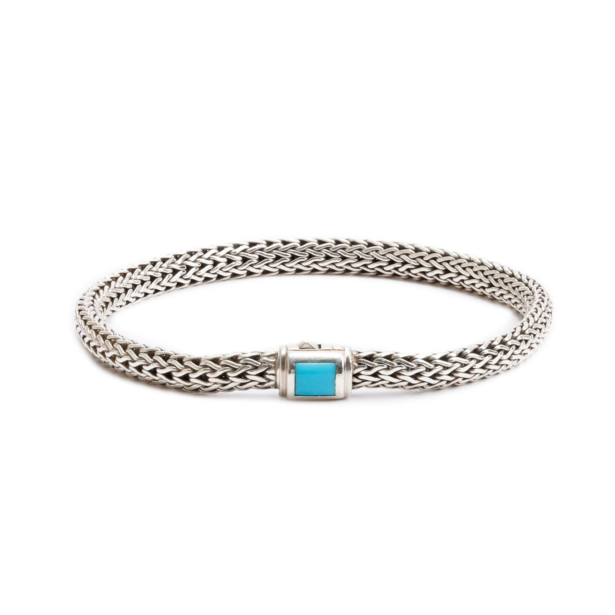 John Hardy Sterling Silver Turquoise 5 MM Classic Chain Bracelet