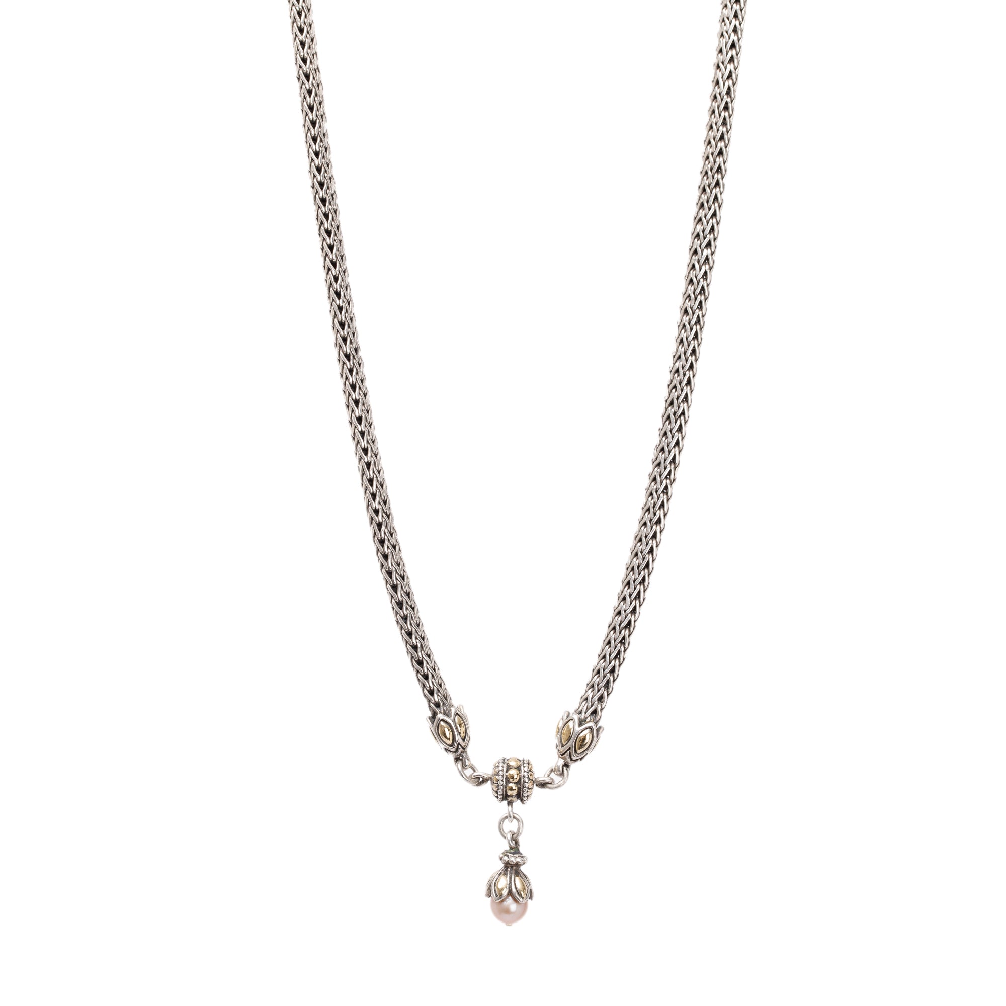 John Hardy Two-Tone Dot Pearl Pendant Necklace