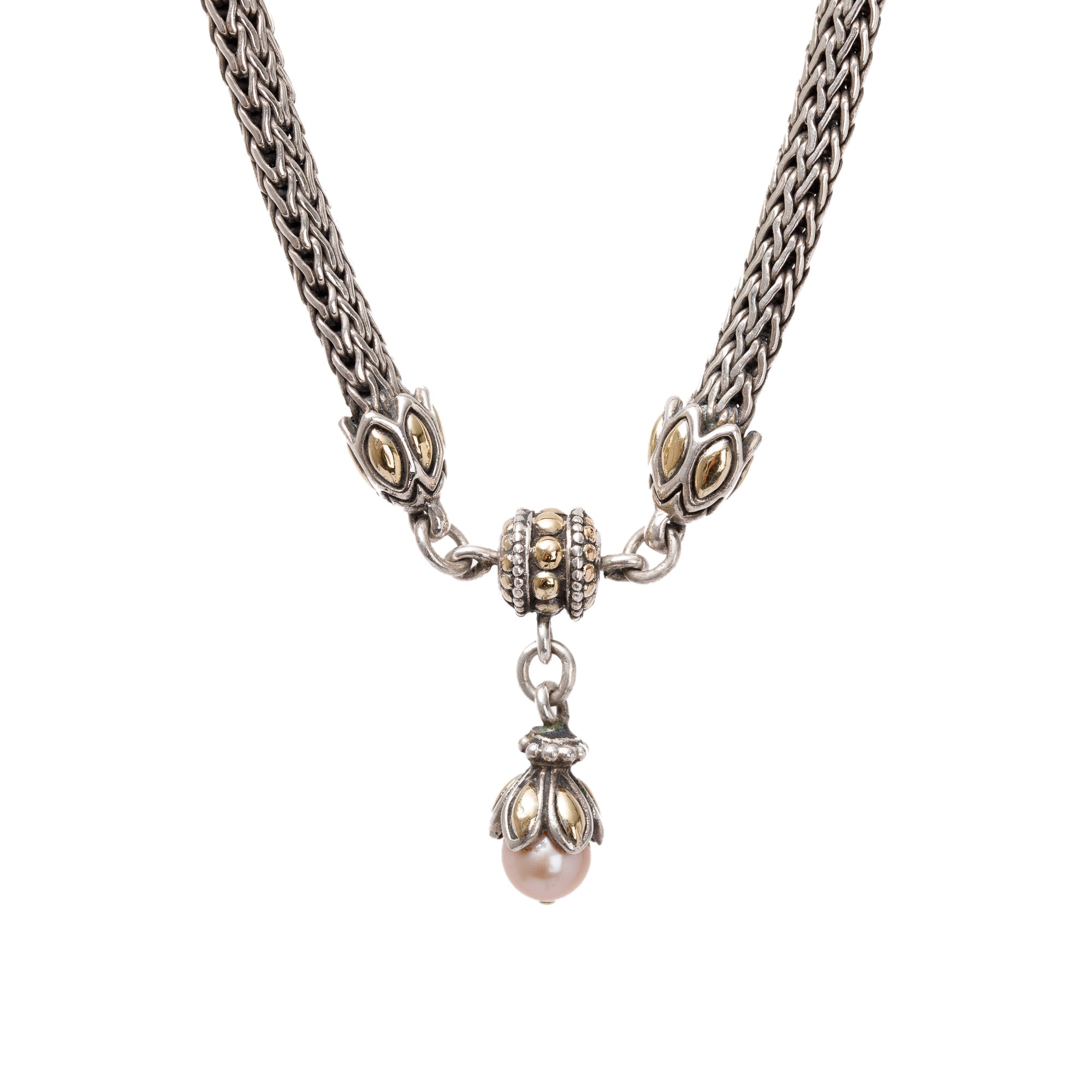 John Hardy Two-Tone Dot Pearl Pendant Necklace