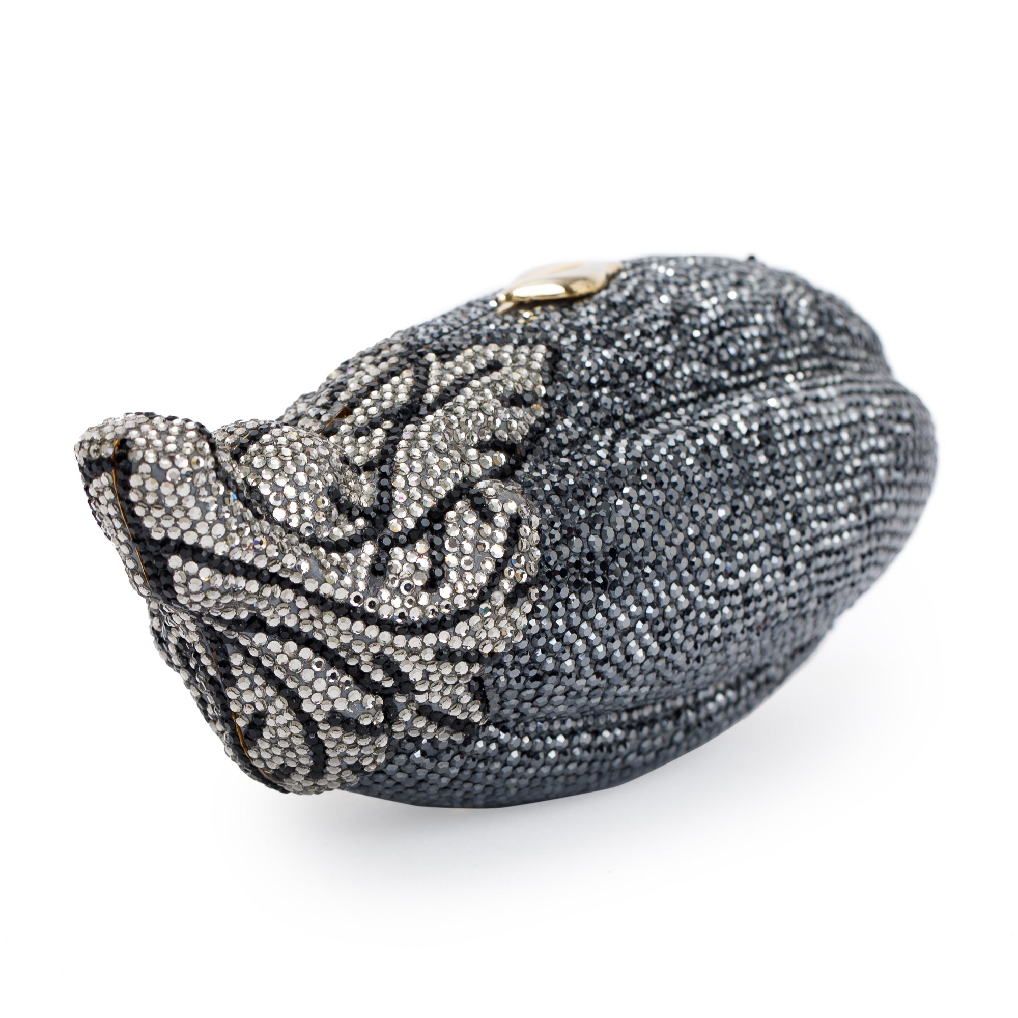 Judith Leiber Black & Clear Crystal Eggplant Minaudiere Evening Bag