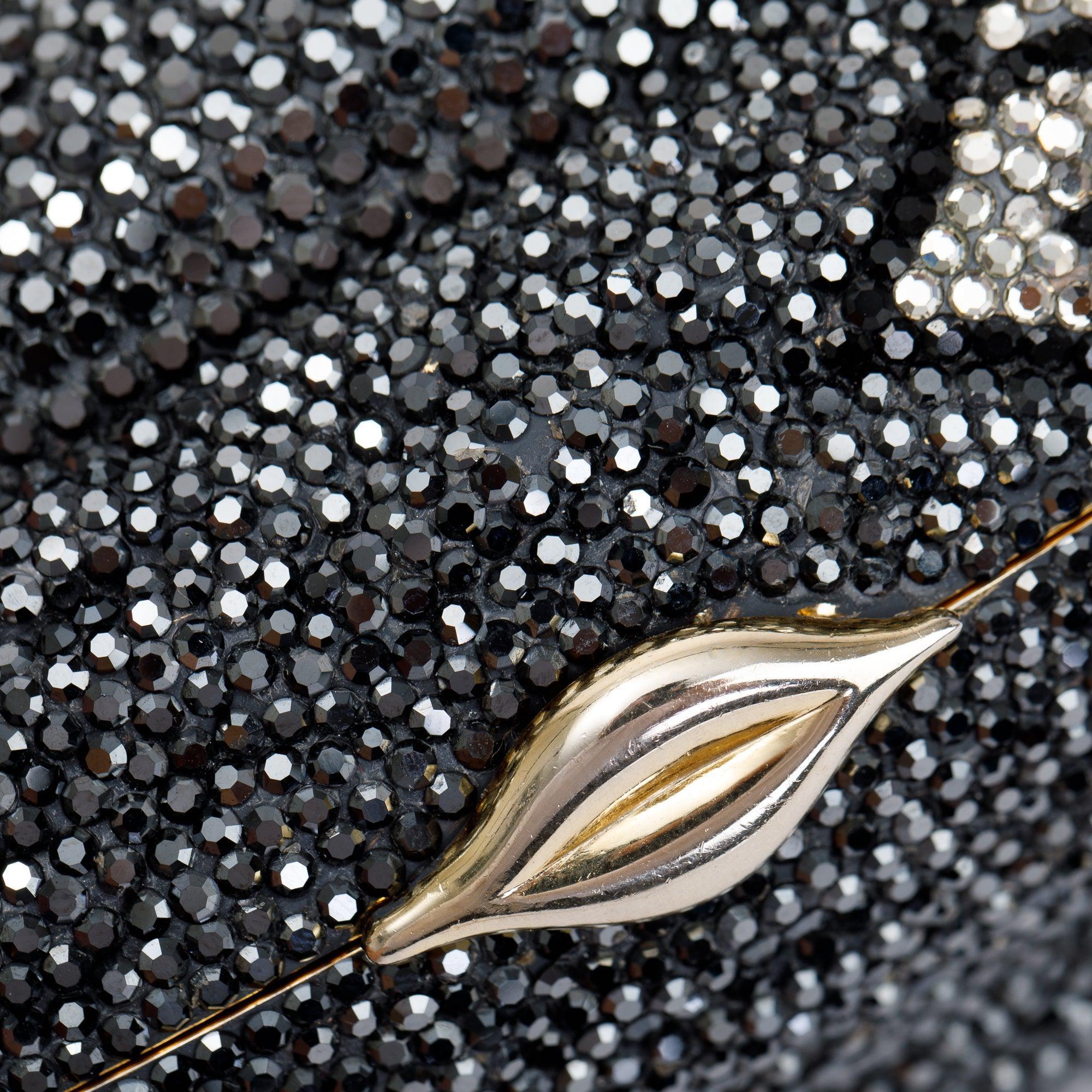 Judith Leiber Black & Clear Crystal Eggplant Minaudiere Evening Bag