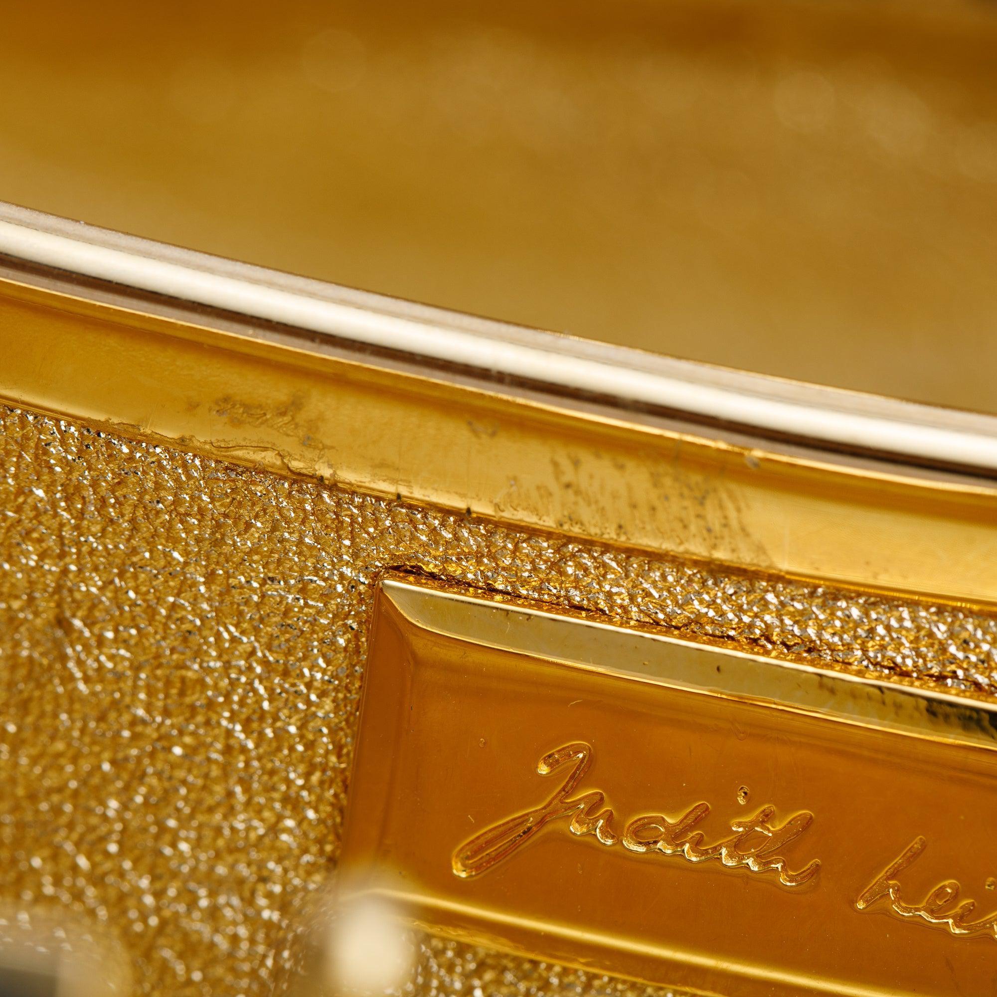 Judith Leiber Black & Clear Crystal Eggplant Minaudiere Evening Bag