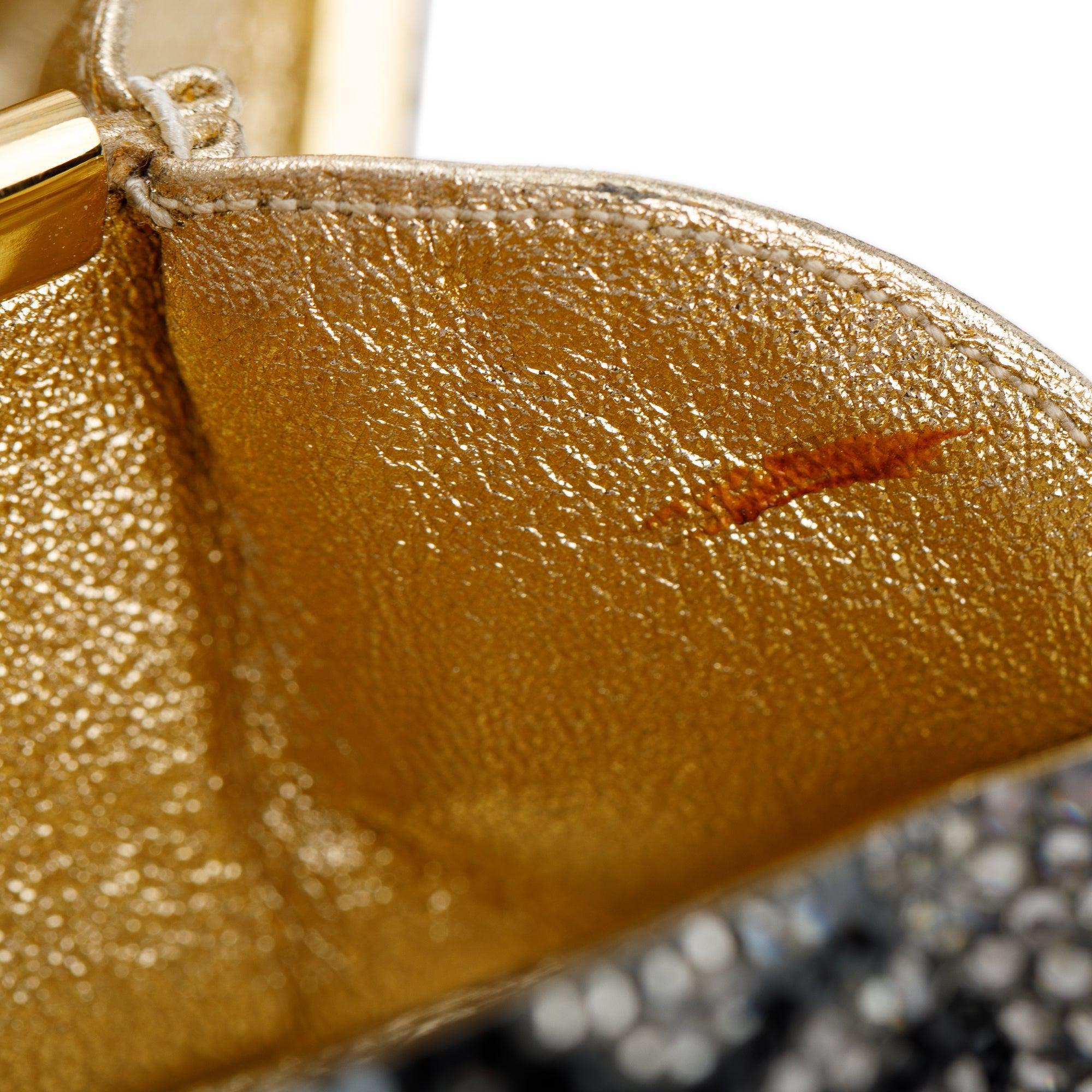 Judith Leiber Black & Clear Crystal Eggplant Minaudiere Evening Bag