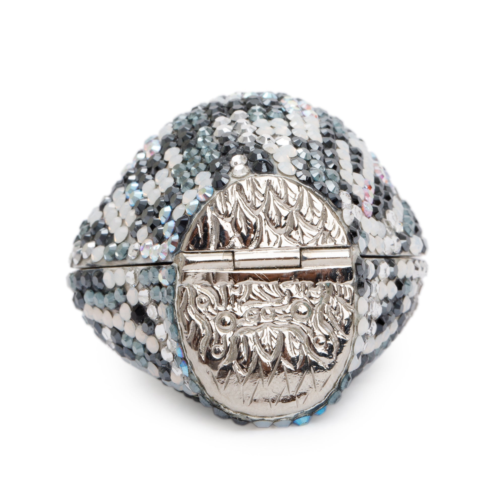 Judith Leiber Black & White Crystal Owl Pill Box