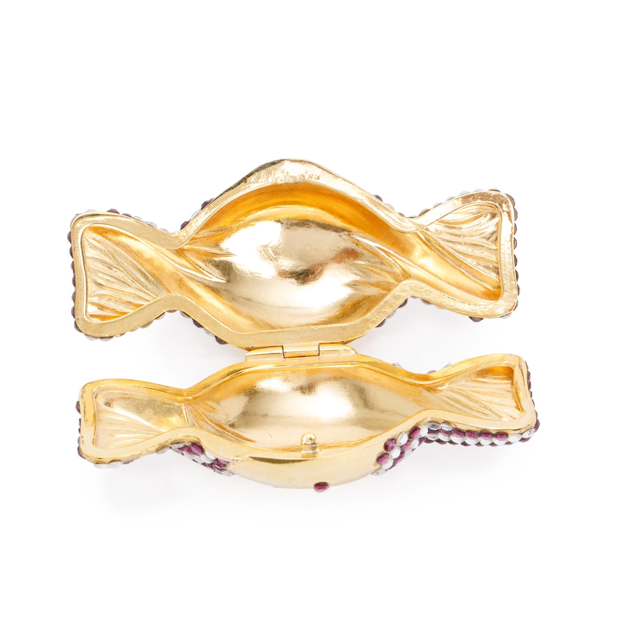 Judith Leiber Clear & Purple Crystal Candy Pill Box