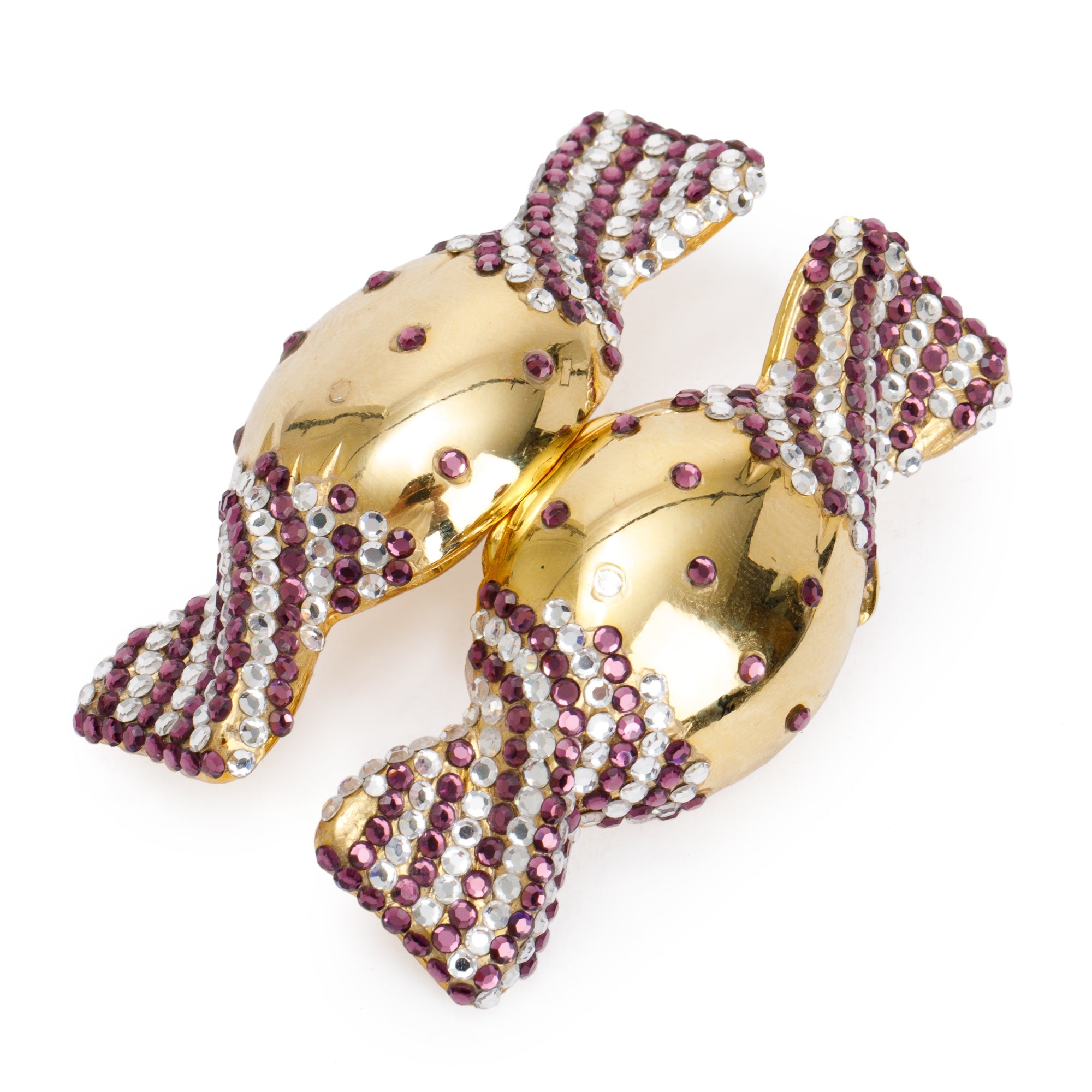 Judith Leiber Clear & Purple Crystal Candy Pill Box