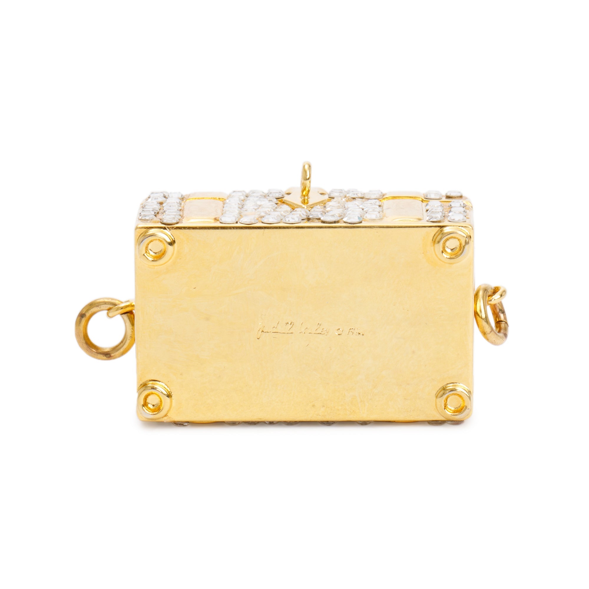 Judith Leiber Gold & Clear Crystal Treasure Chest Pill Box