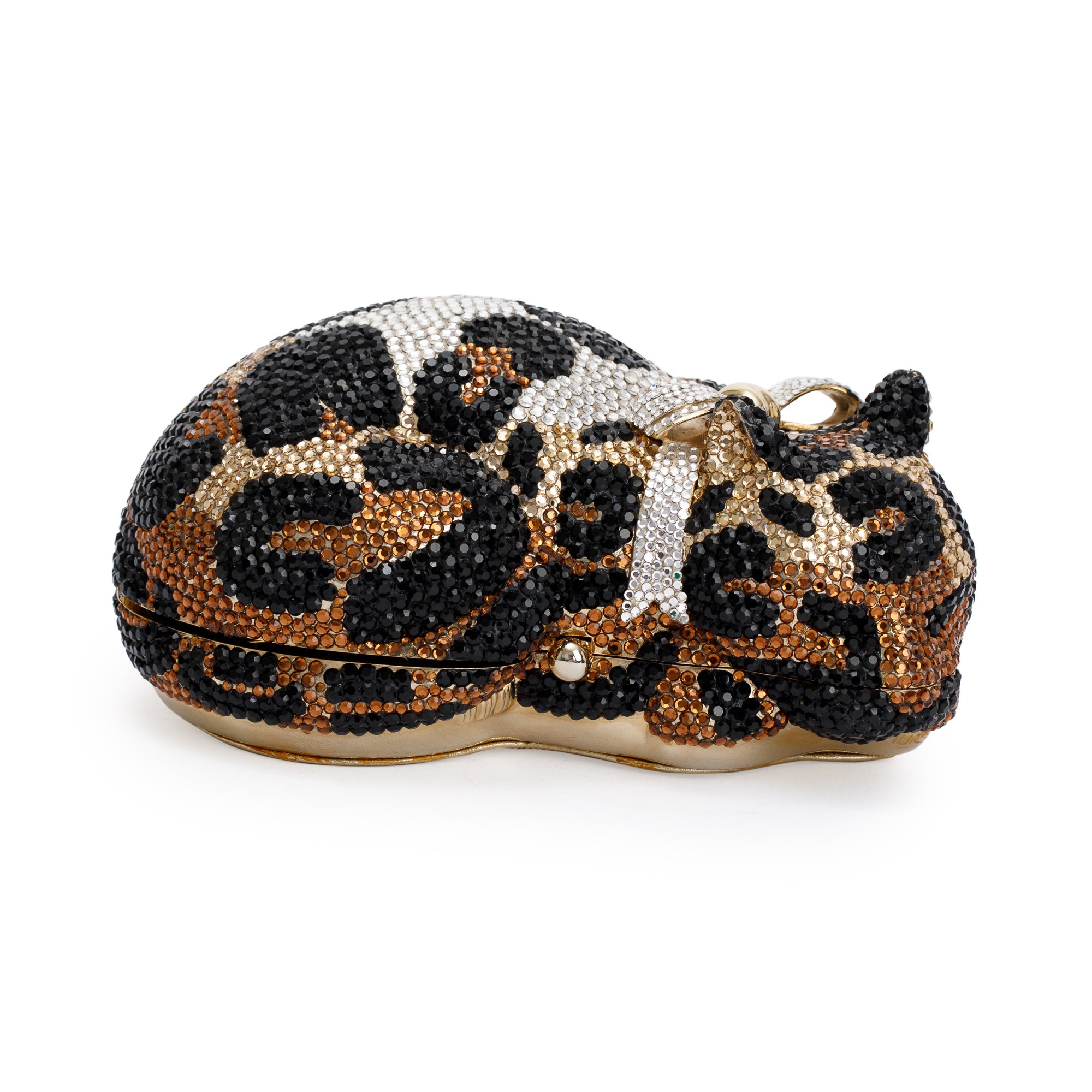 Judith Leiber Multicolour Crystal Embellished Sleeping Cat Minaudiere Evening Clutch