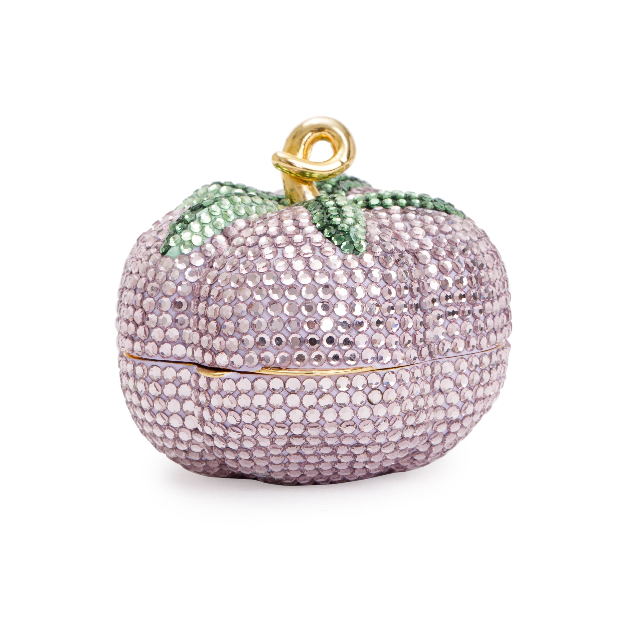 Judith Leiber Pink & Green Crystal Pumpkin Pill Box
