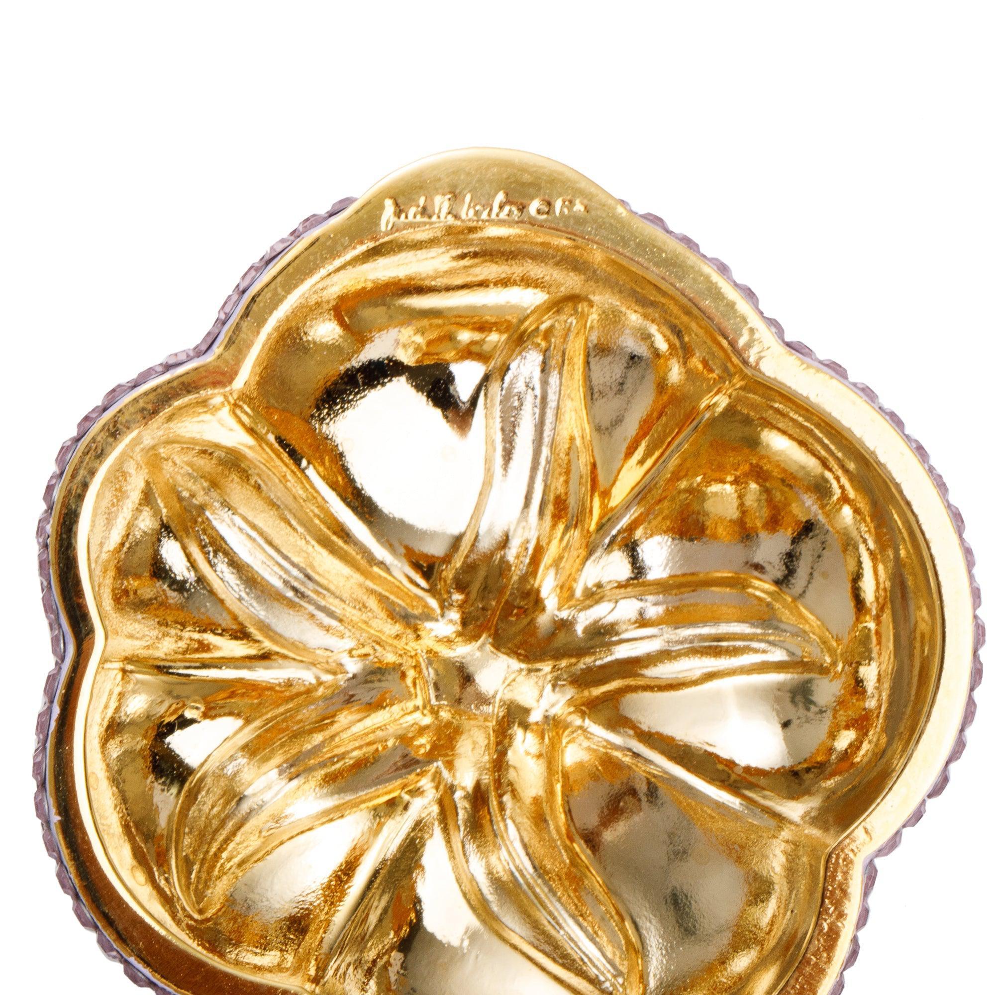 Judith Leiber Pink & Green Crystal Pumpkin Pill Box