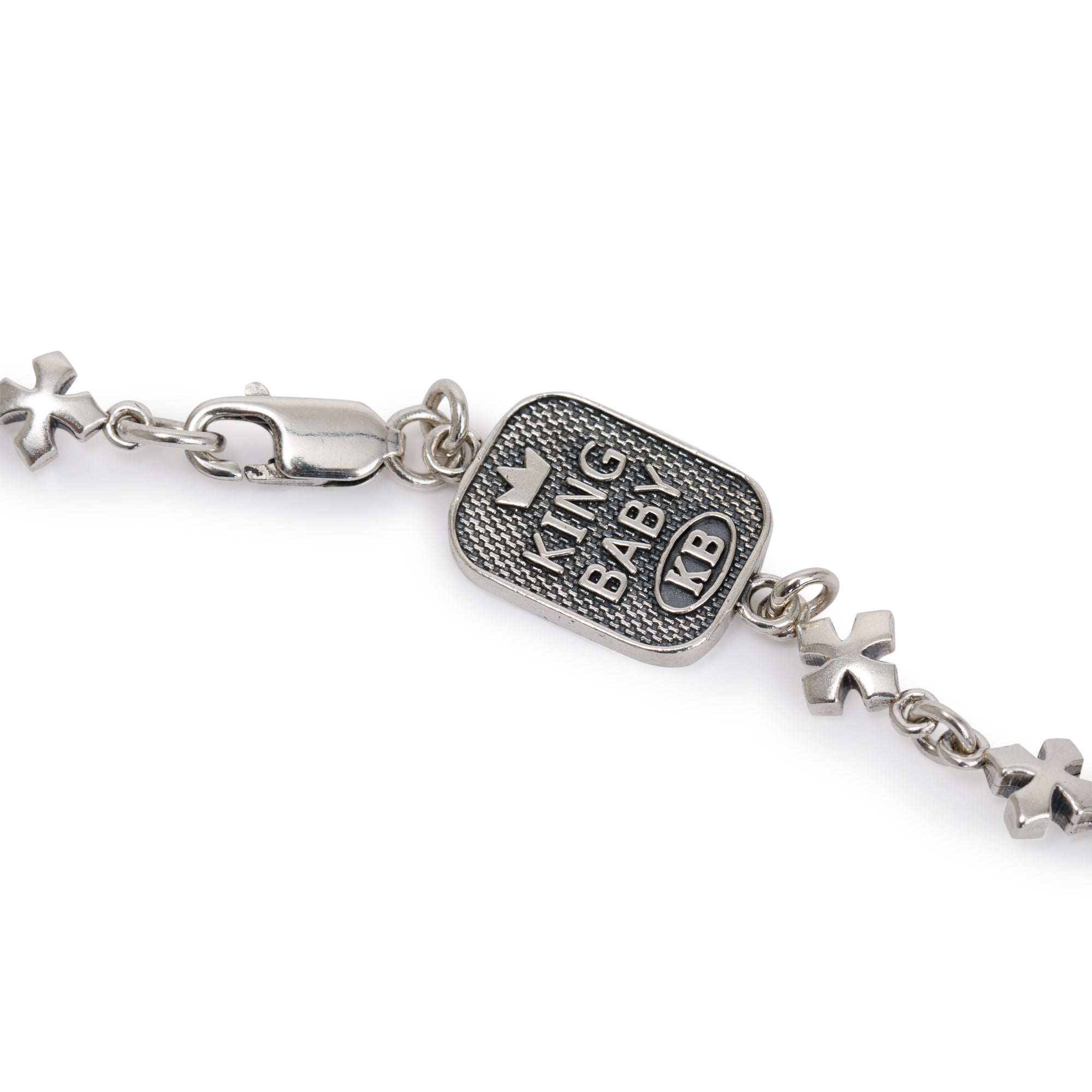 King Baby Studio Sterling Silver MB Cross Chain Skull Rosary Necklace