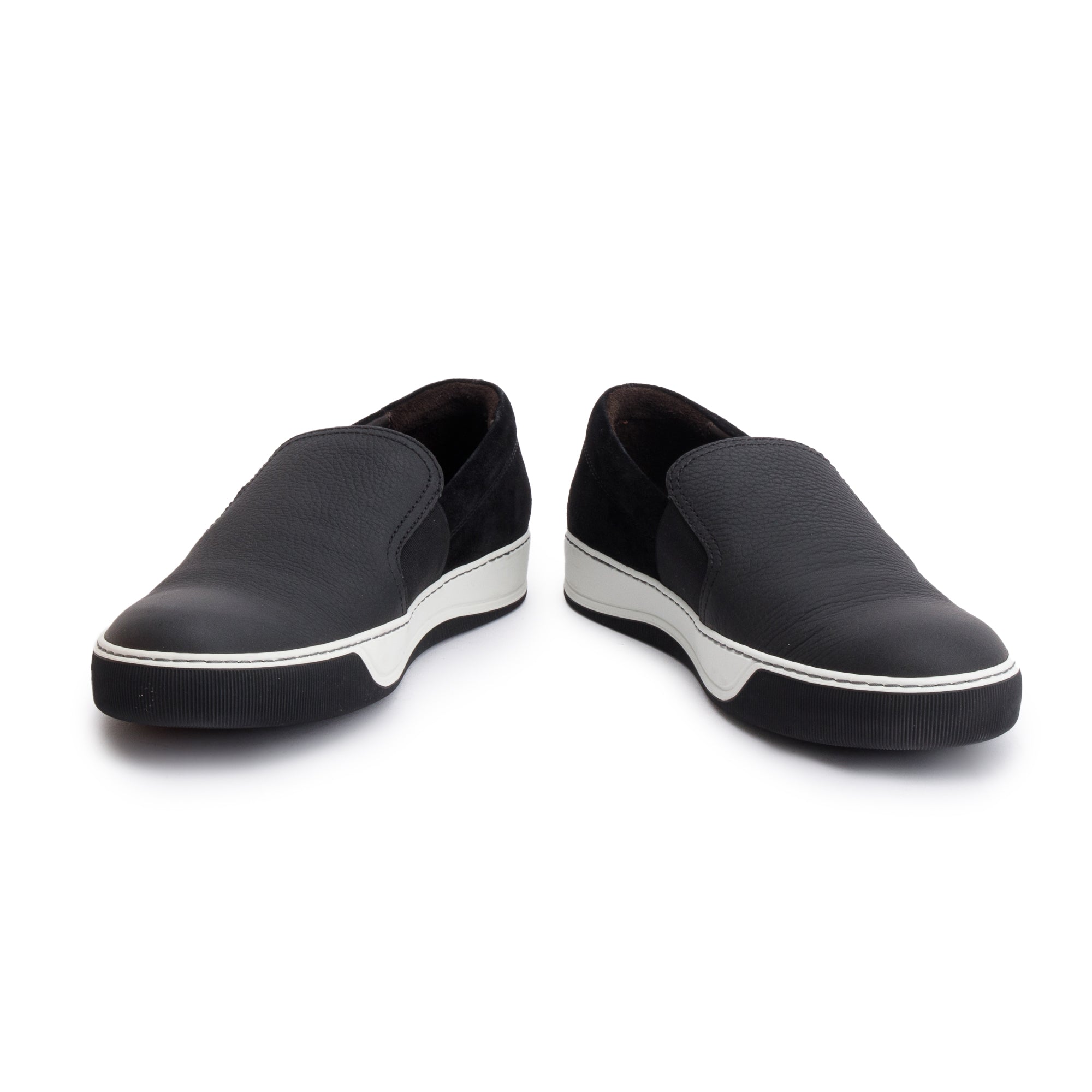 Lanvin Black Leather/Suede Slip On Sneakers, Size 6