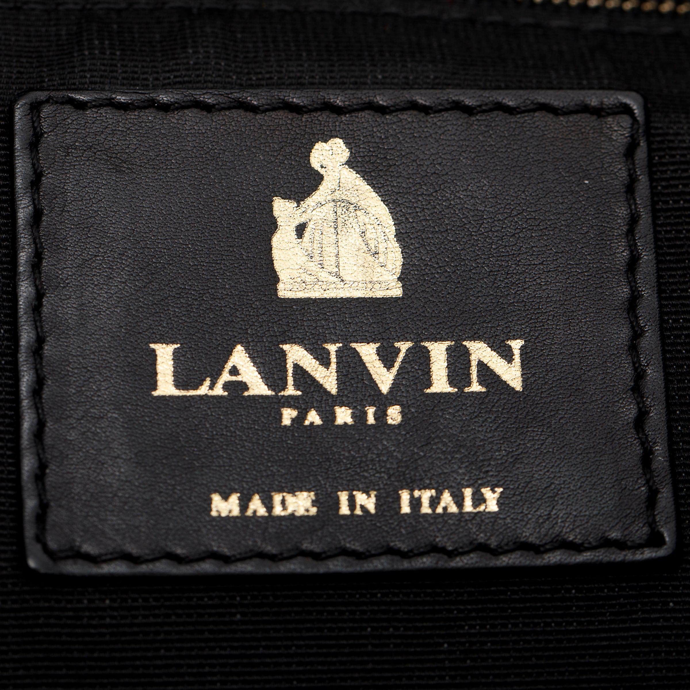 Lanvin Blue/Black Nylon Leather Trimmed Tote