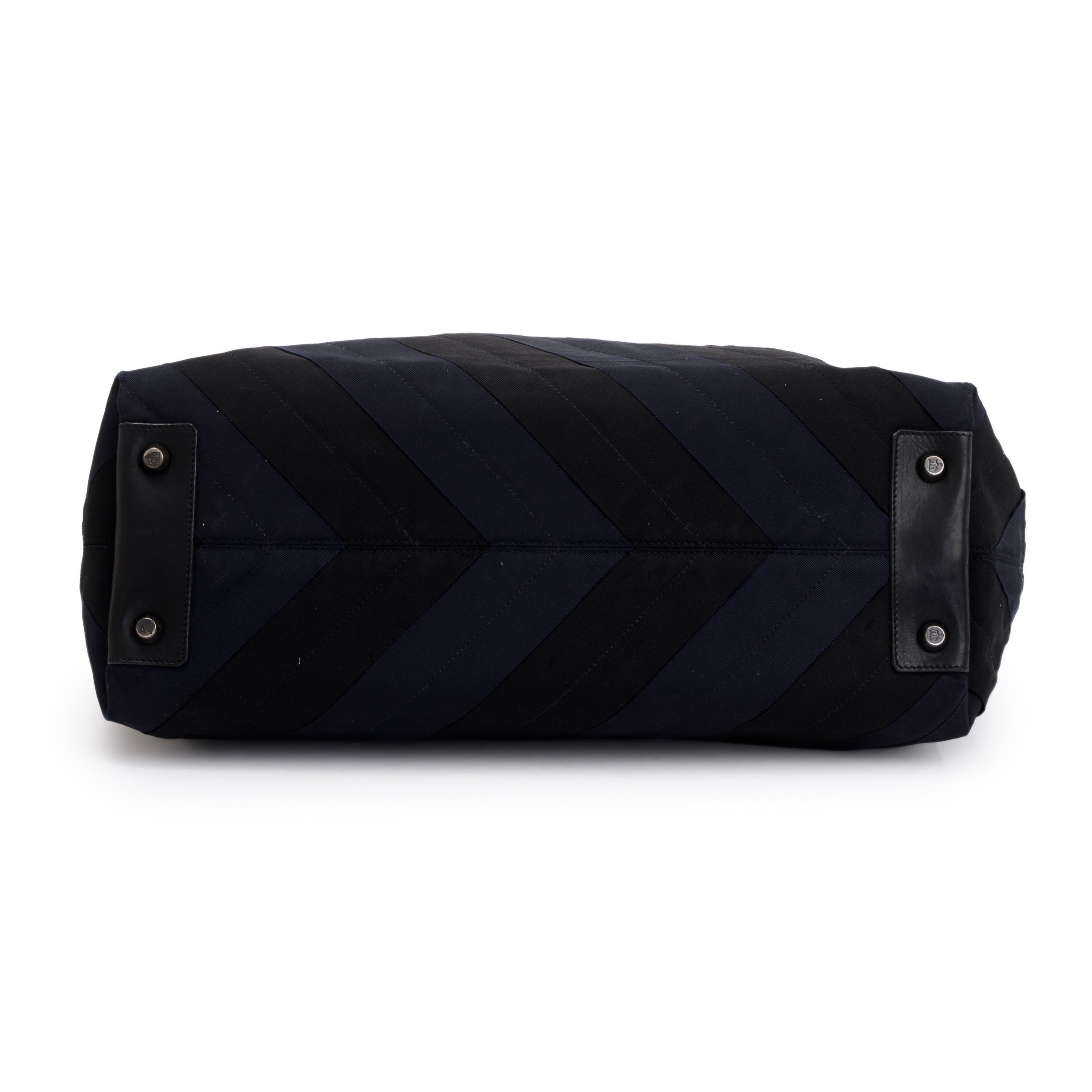 Lanvin Blue/Black Nylon Leather Trimmed Tote