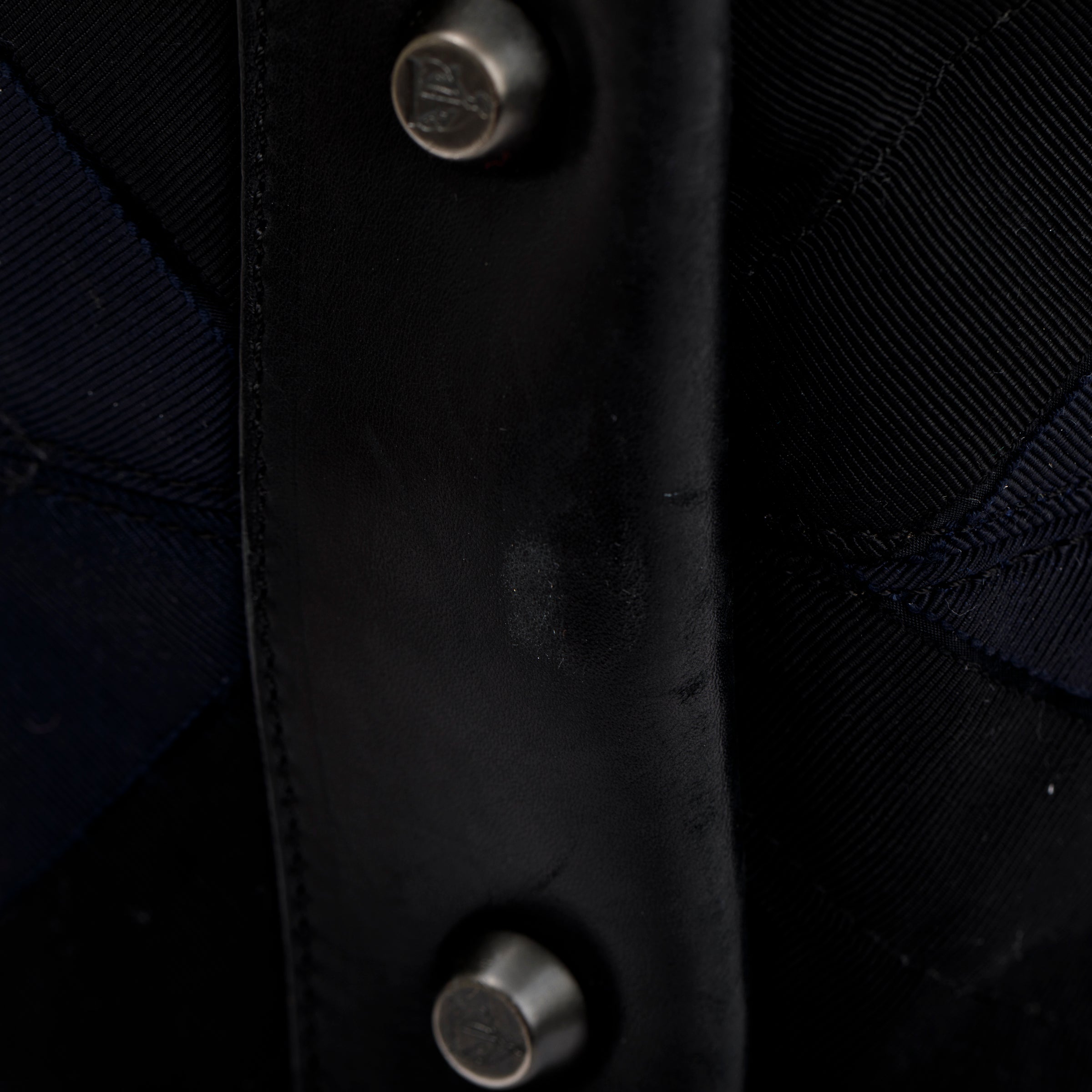 Lanvin Blue/Black Nylon Leather Trimmed Tote