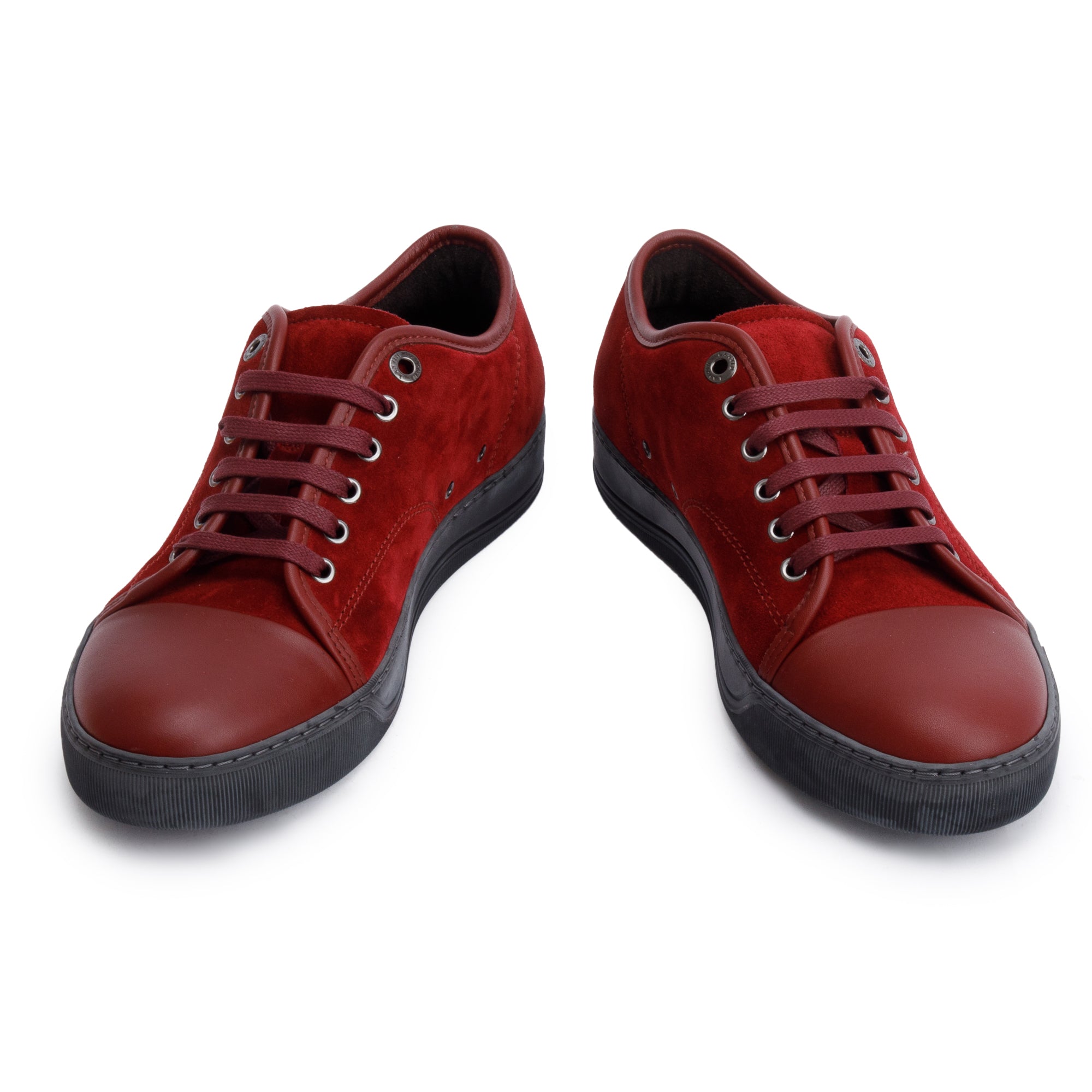 Lanvin Burgundy Leather/Suede Cap-Toe DBB1 Men's Sneakers, Size 5 w/ Box