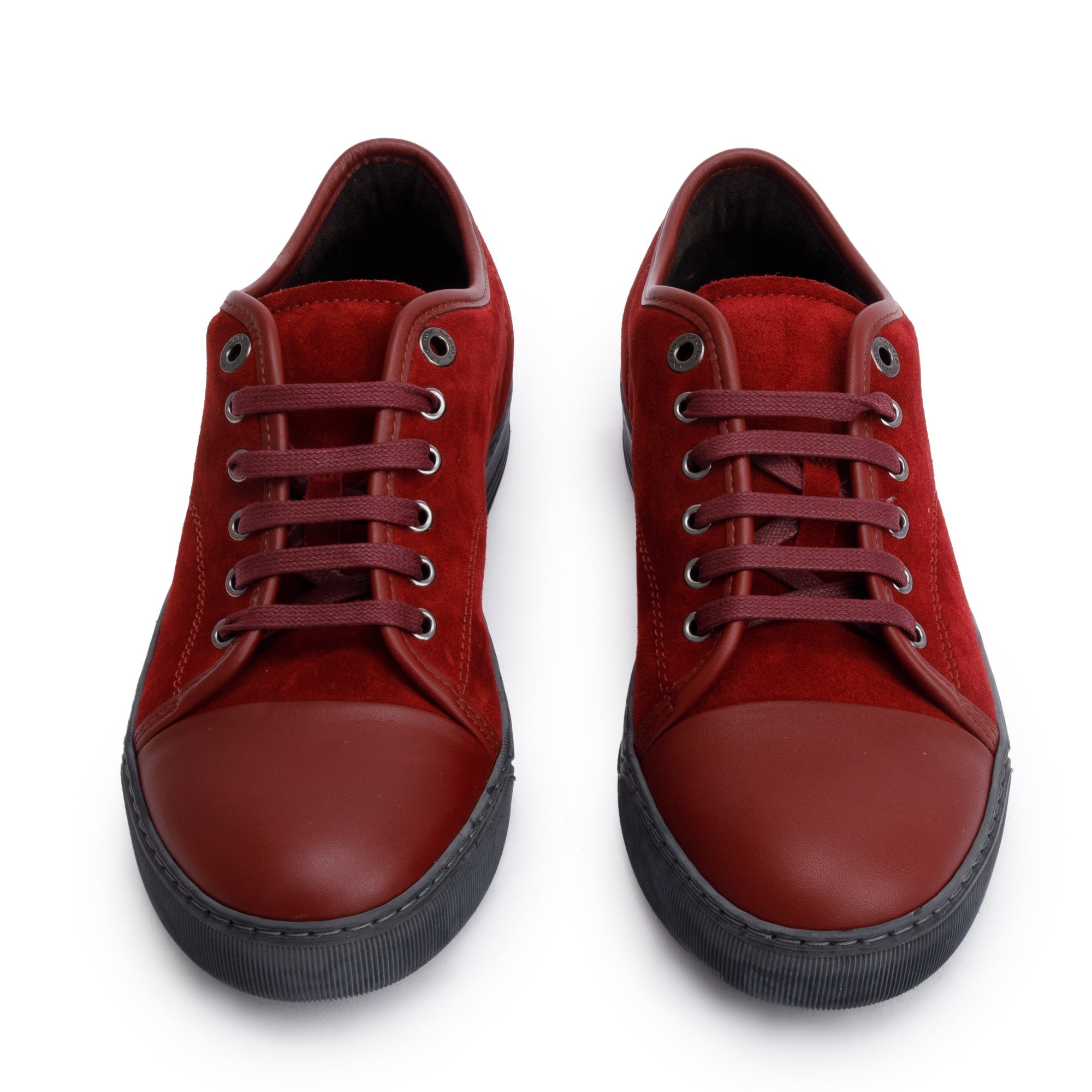 Lanvin Burgundy Leather/Suede Cap-Toe DBB1 Men's Sneakers, Size 5 w/ Box