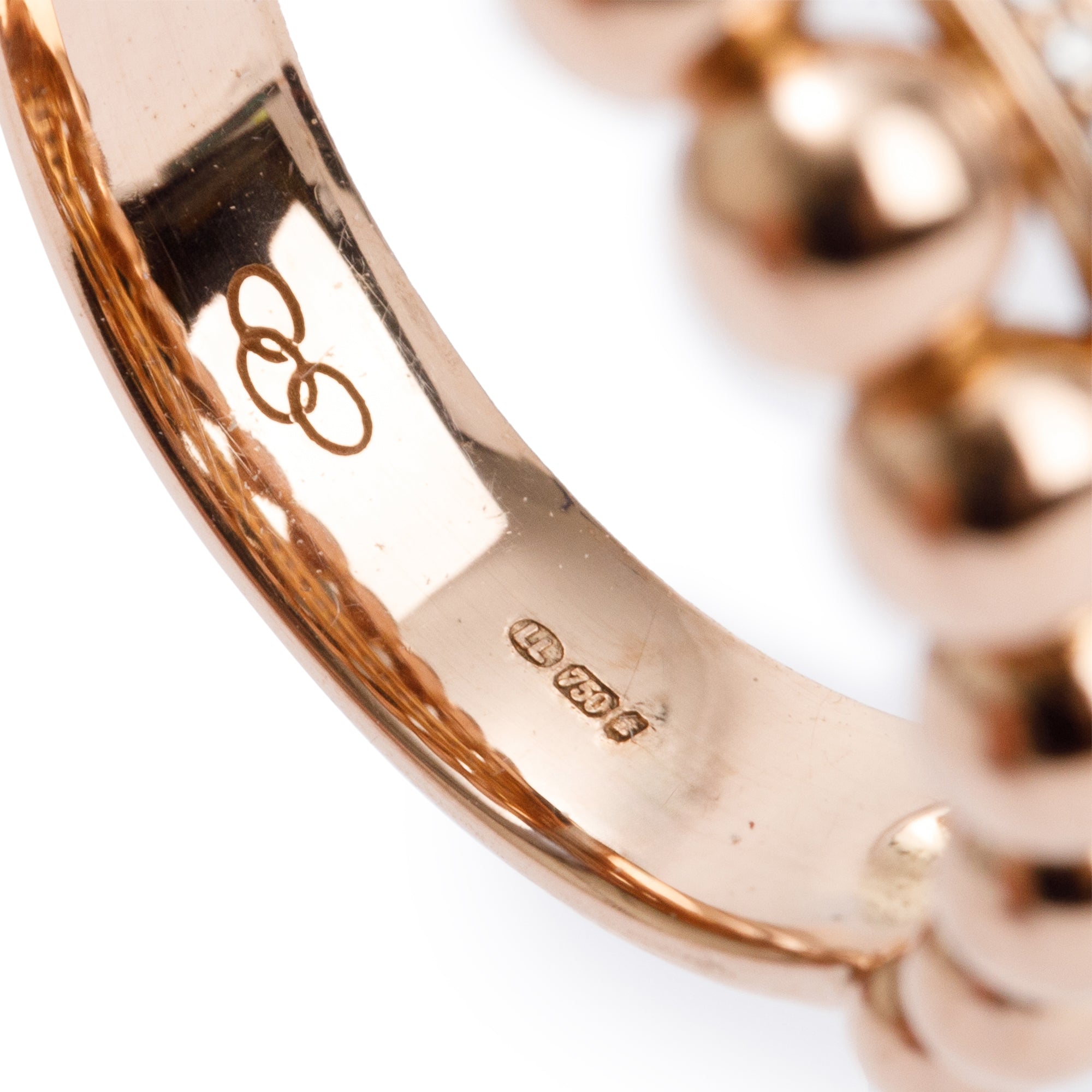 Links of London 18k Rose Gold Effervescence Diamond Bubble Ring, Size 4.75