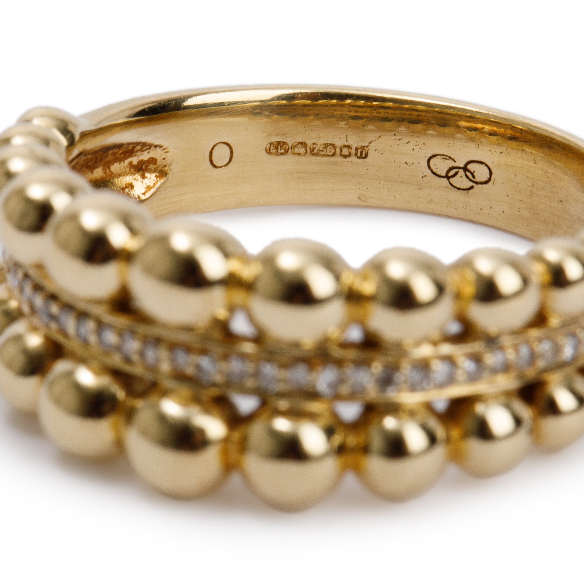 Links of London 18k Yellow Gold Effervescence Diamond Bubble Ring, Size 7