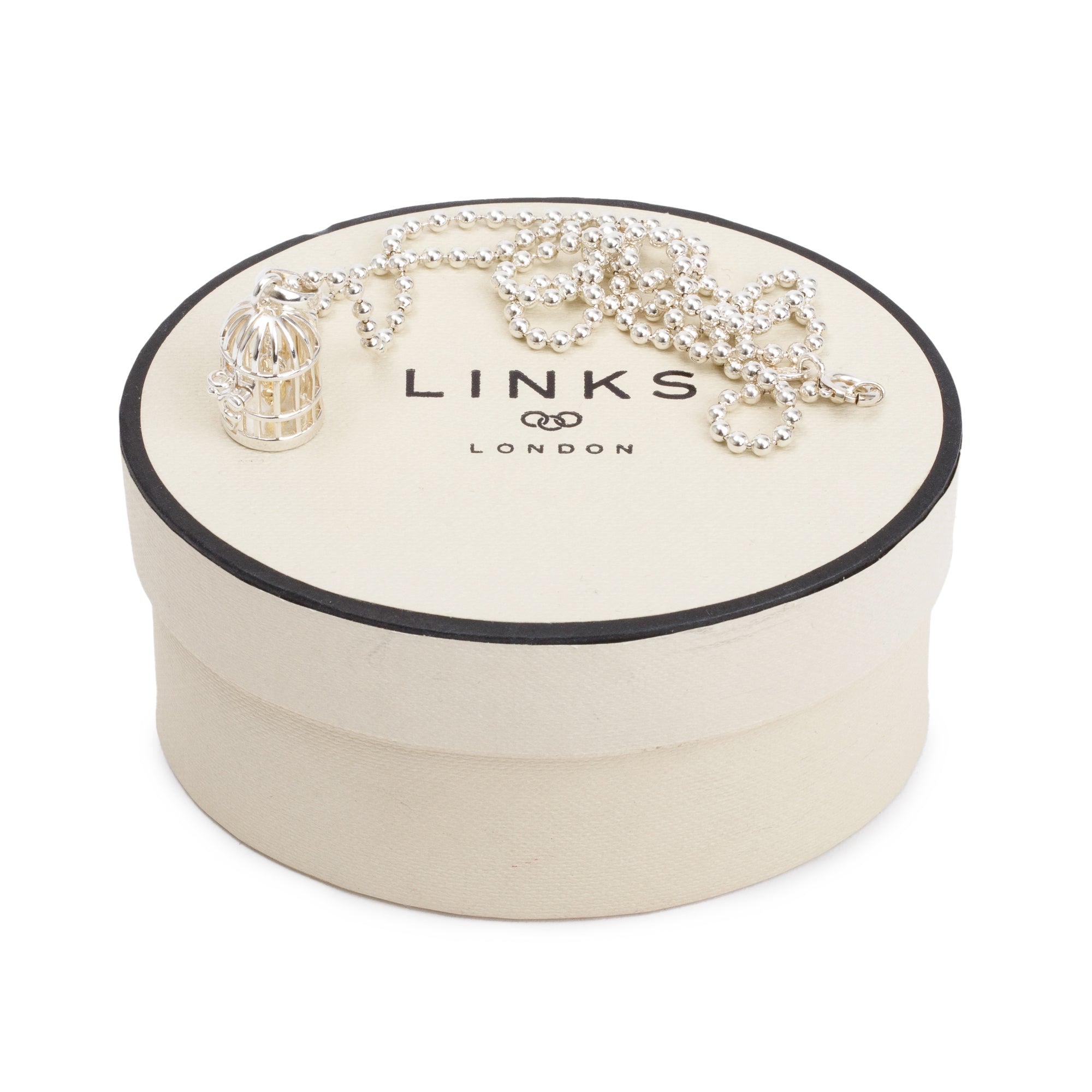 Links of London Sterling Silver Bird Cage Pendant Necklace w/ Box