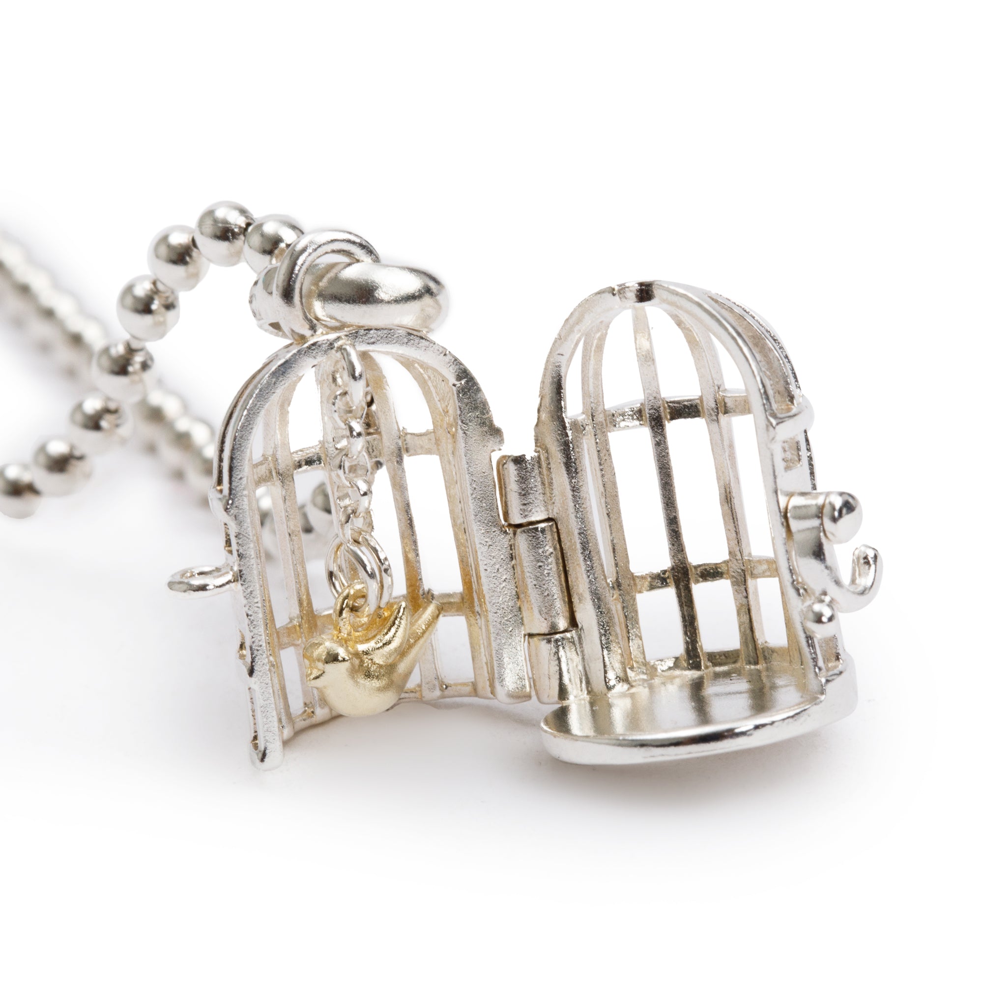 Links of London Sterling Silver Bird Cage Pendant Necklace w/ Box