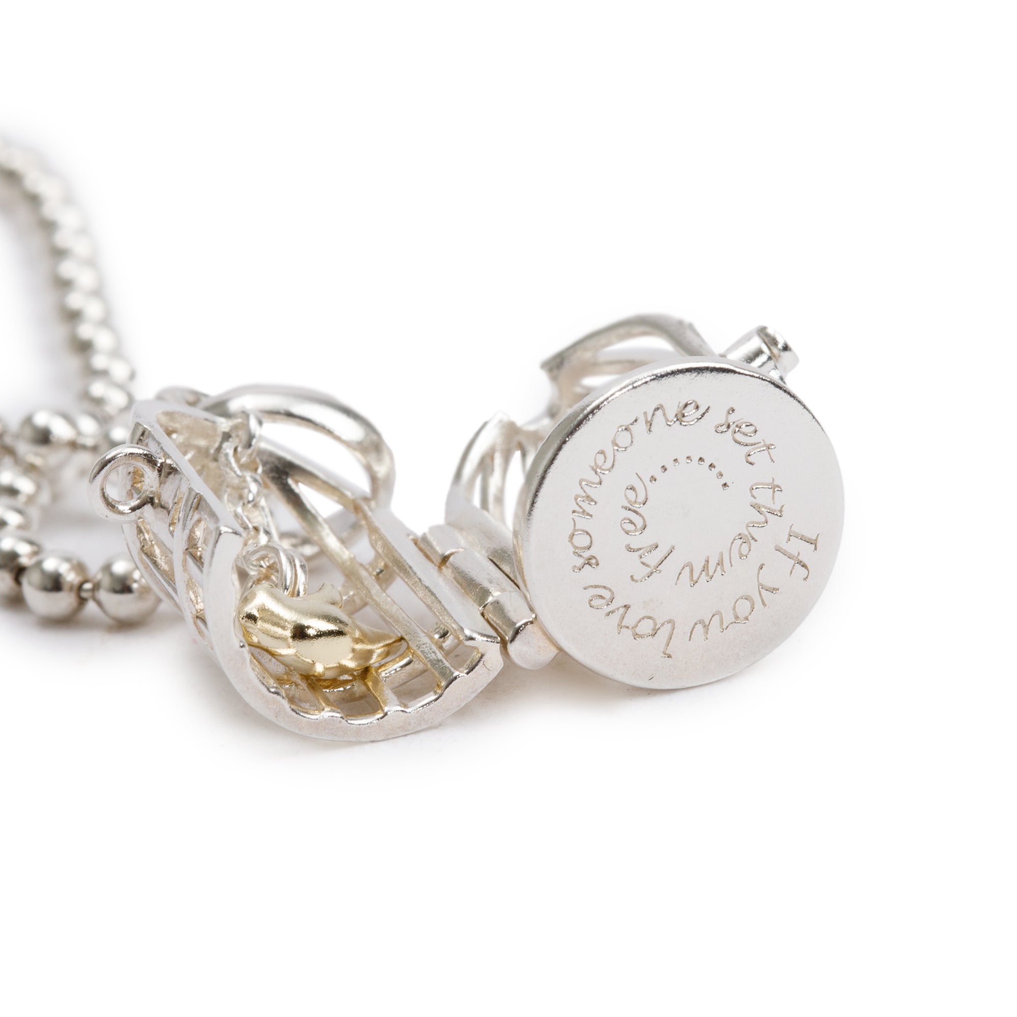 Links of London Sterling Silver Bird Cage Pendant Necklace w/ Box