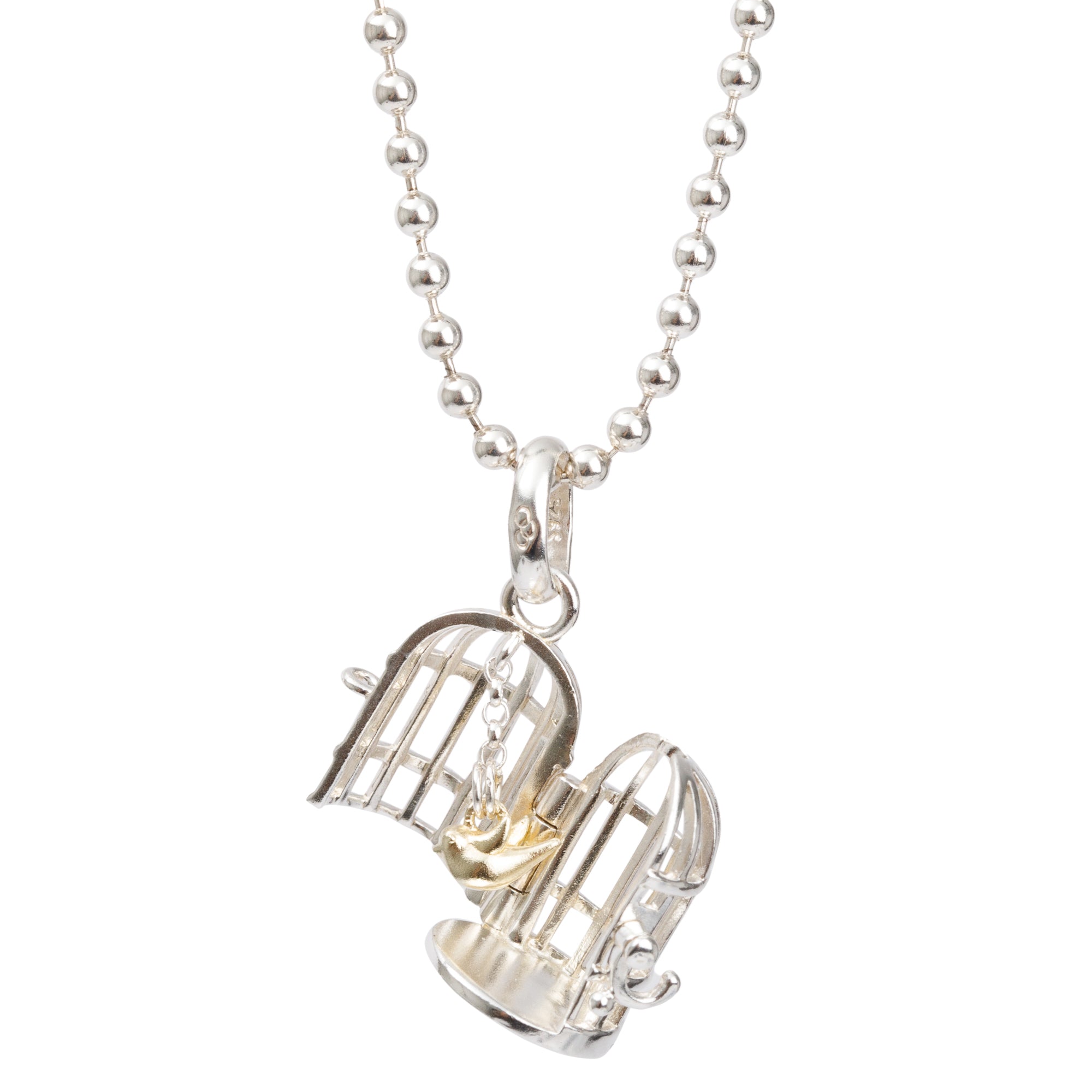 Links of London Sterling Silver Bird Cage Pendant Necklace w/ Box