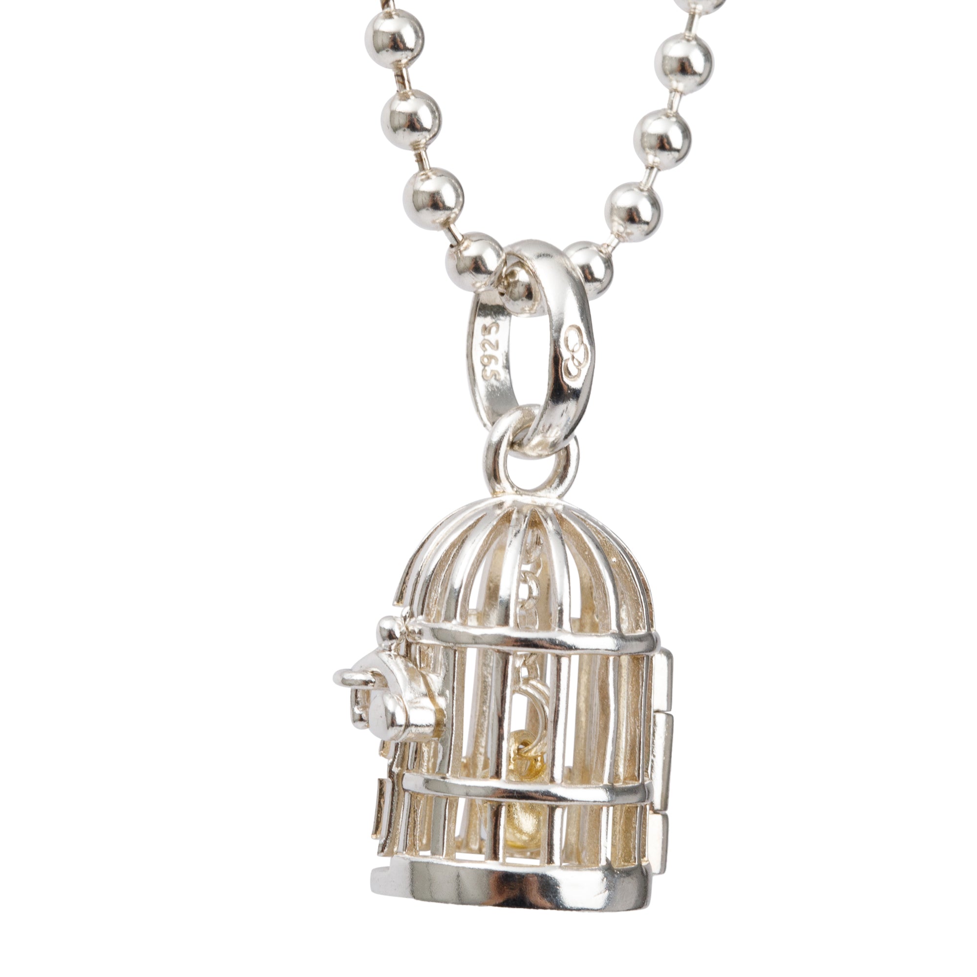 Links of London Sterling Silver Bird Cage Pendant Necklace w/ Box