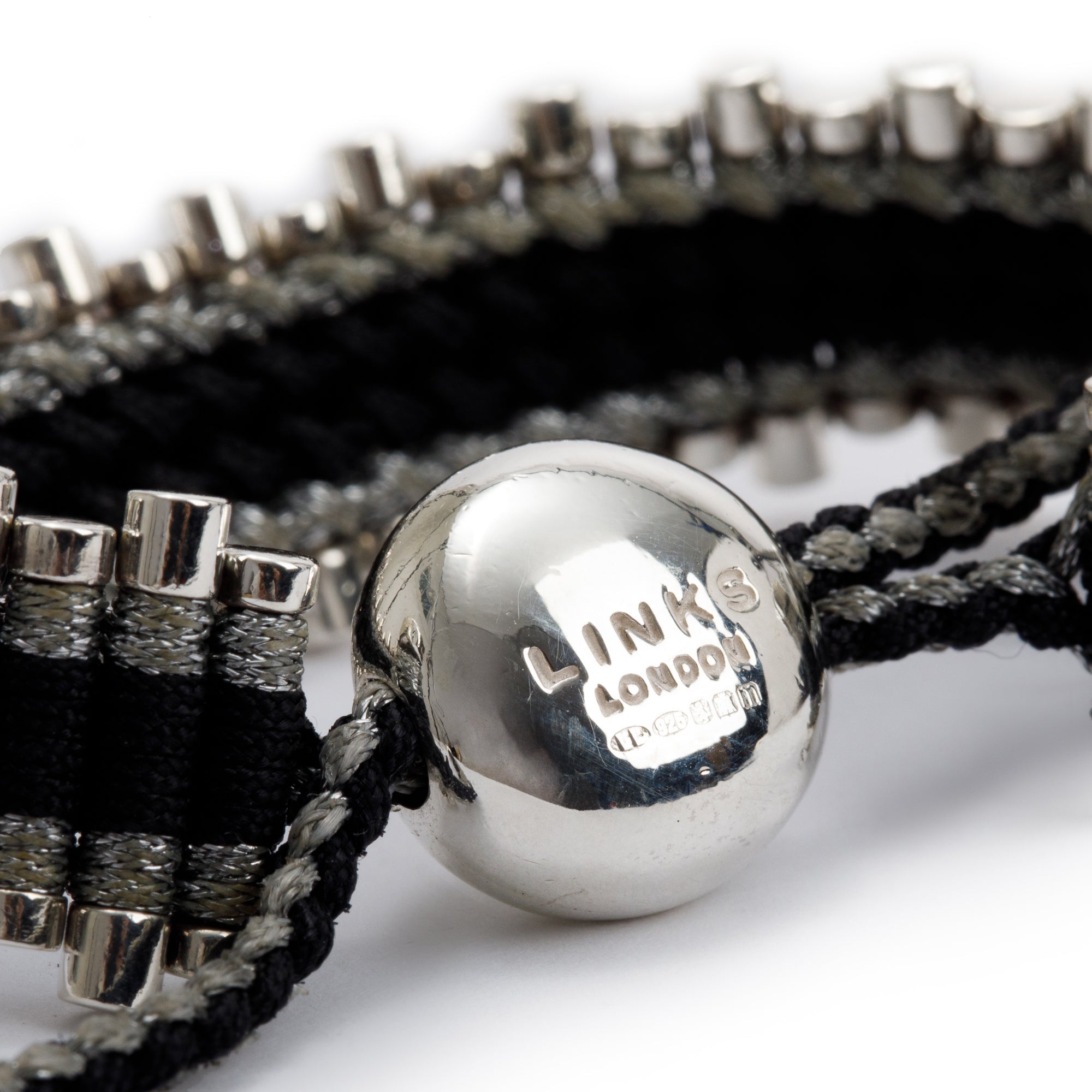 Links of London Sterling Silver Black & Silver Cord Friendship Bracelet