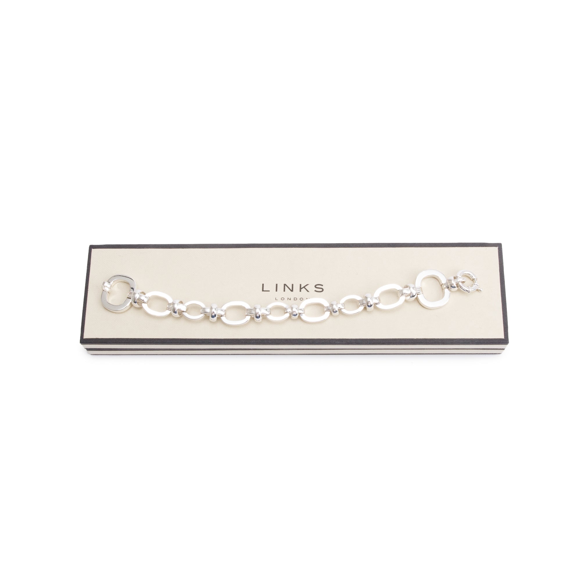 Links of London Sterling Silver Brit Lines Bracelet w/ Box