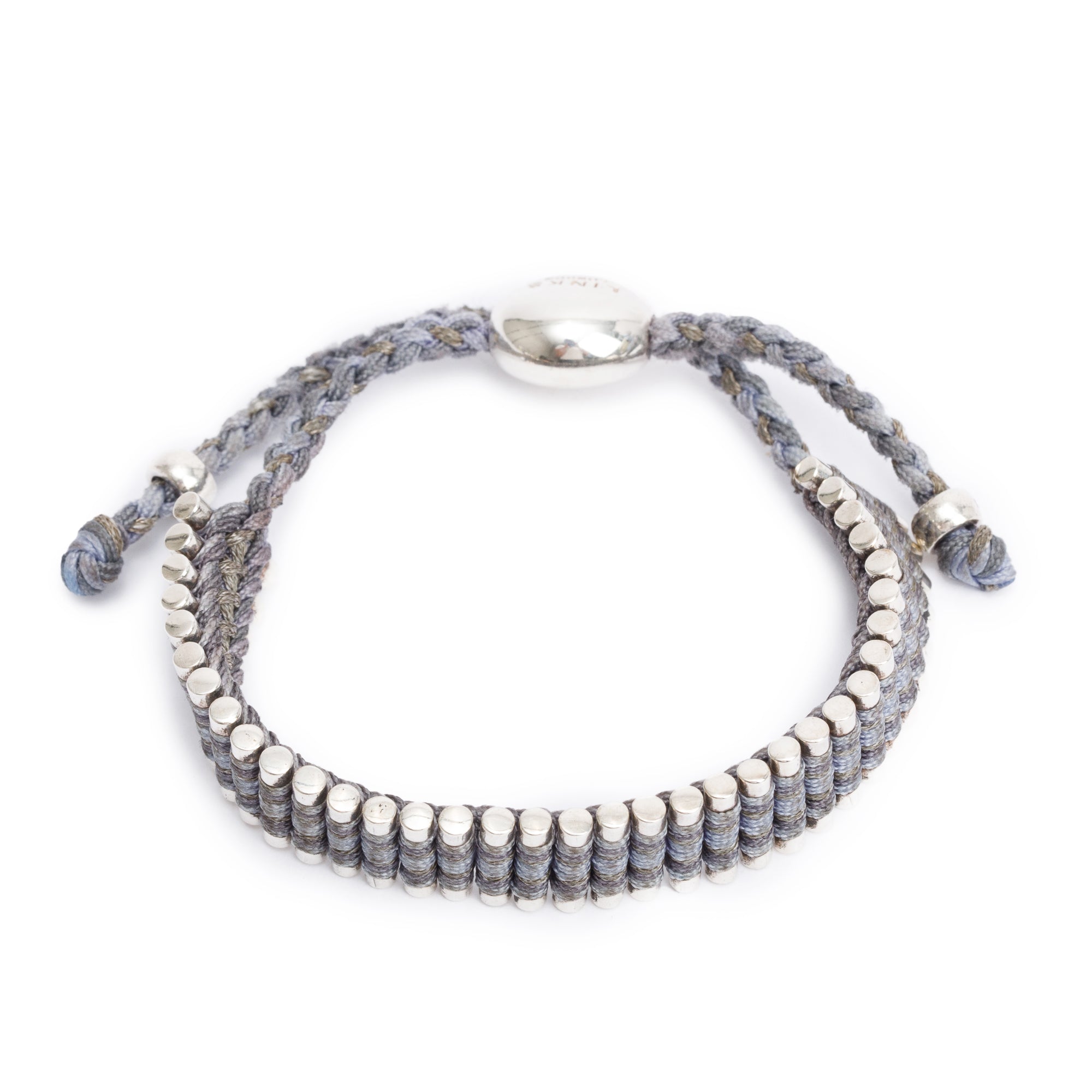 Links of London Sterling Silver Grey Friendship Bracelet w/ Box
