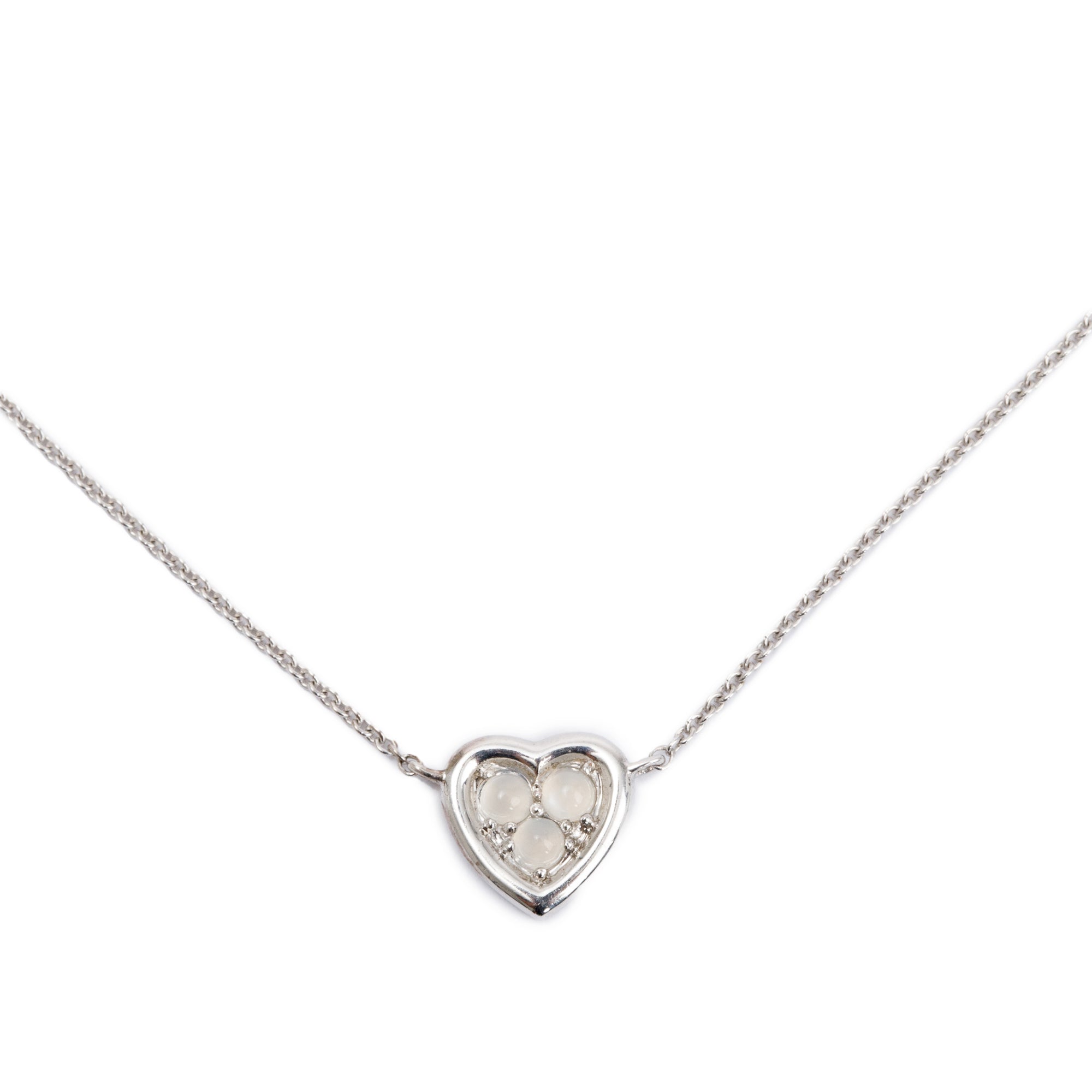 Links of London Sterling Silver Mini Open Heart Moonstone Pendant Necklace w/ Box