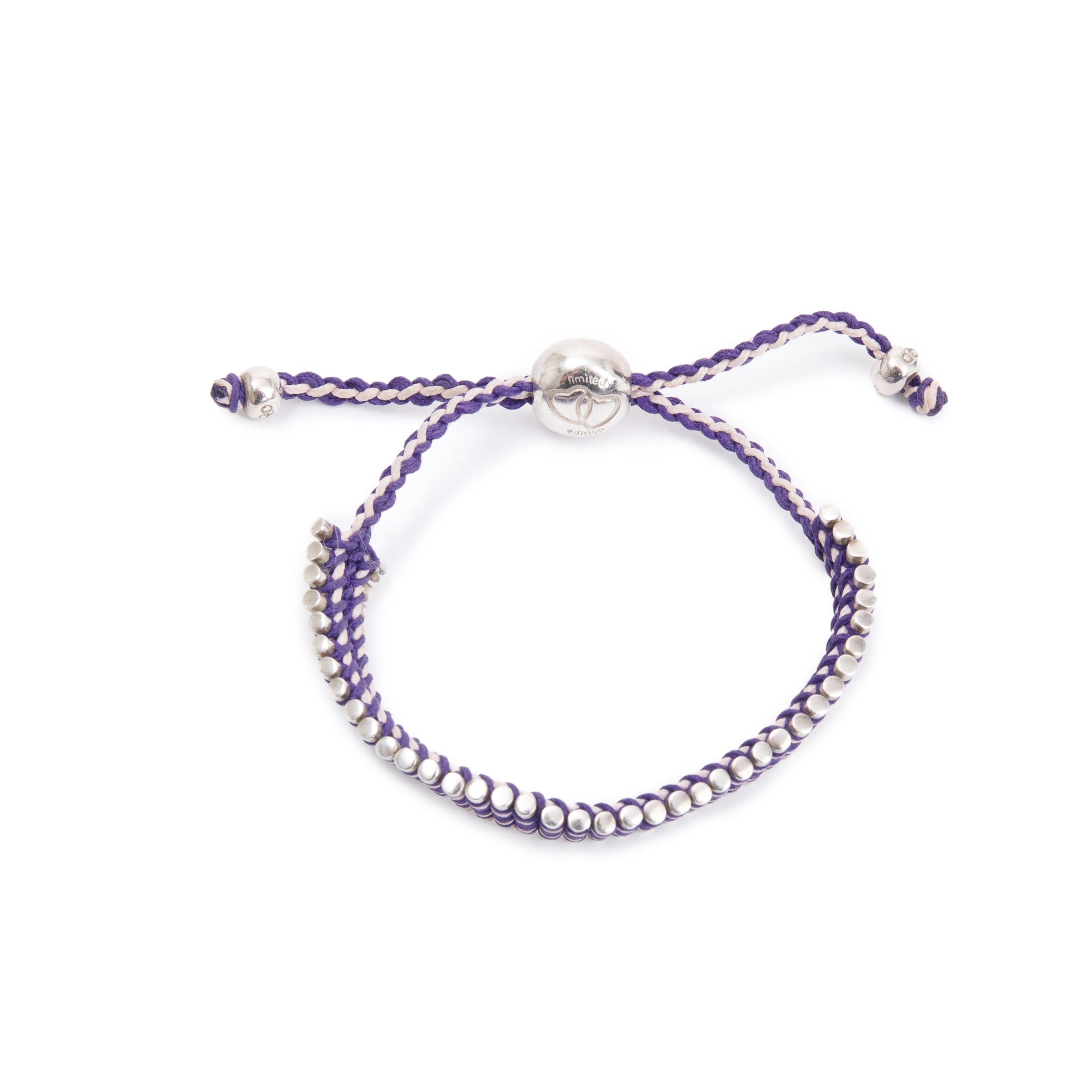 Links of London Sterling Silver Purple Cord Limited Edition Friendship Bracelet w/ Box