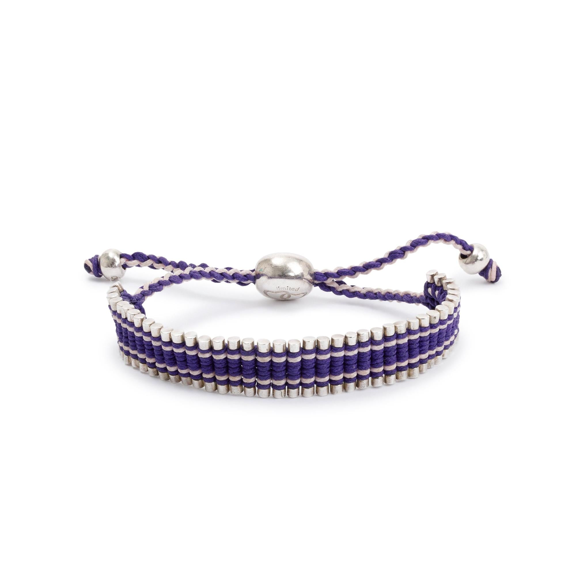 Links of London Sterling Silver Purple Cord Limited Edition Friendship Bracelet w/ Box