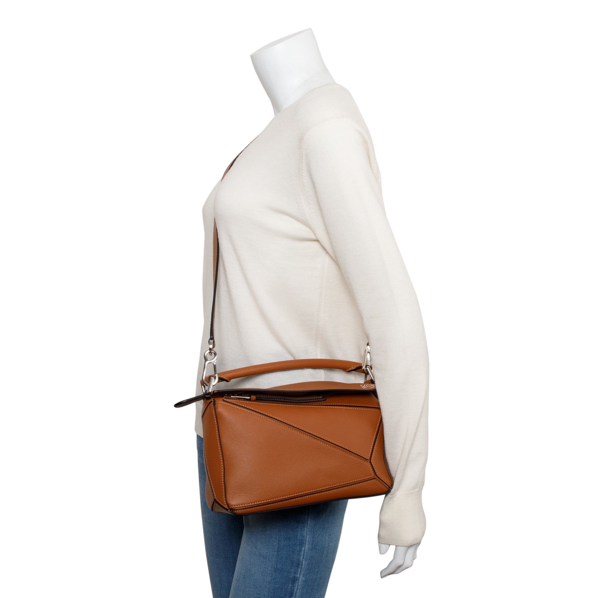 Loewe 2020 Tan Calfskin Leather Small Puzzle Edge Bag