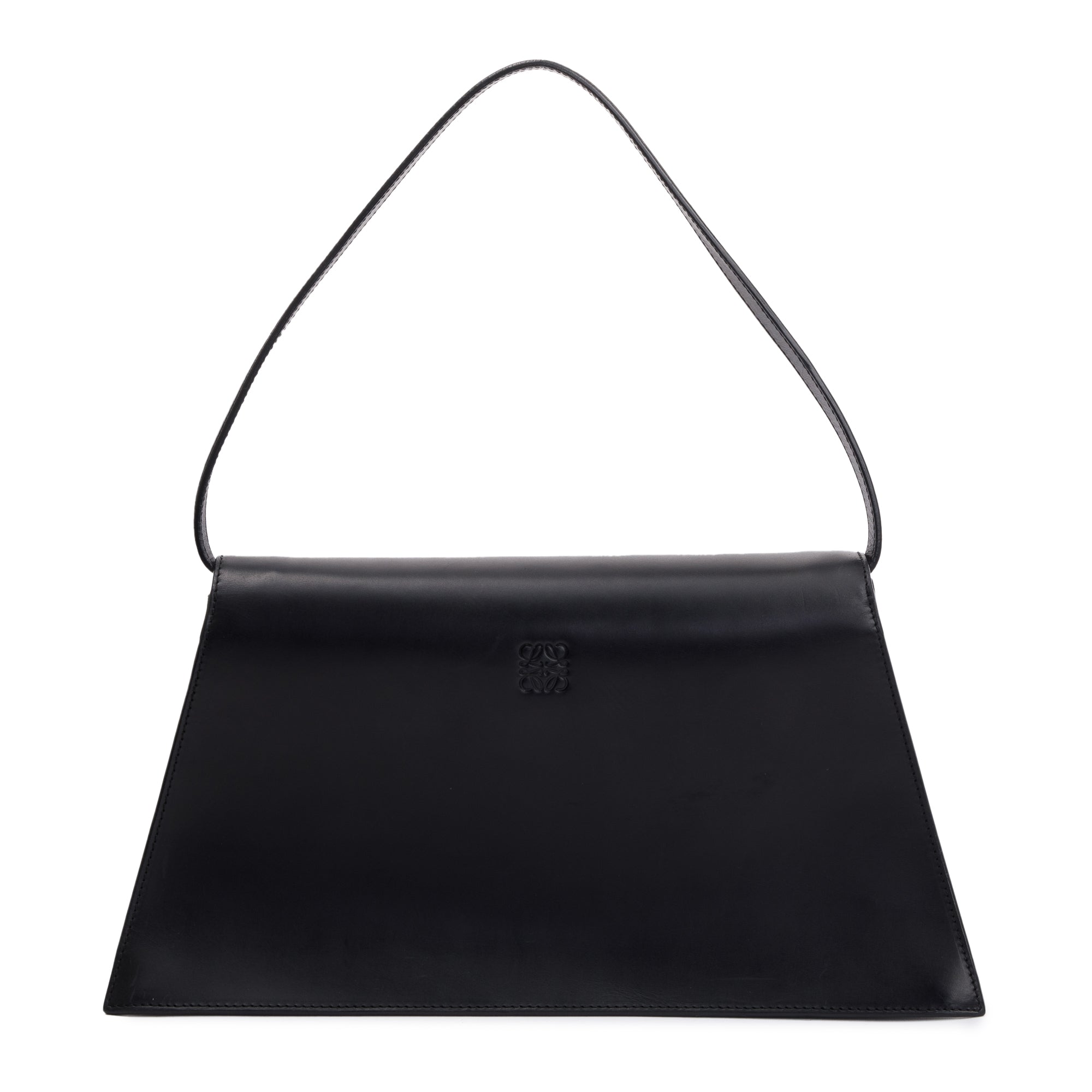 Loewe Black Calfskin Leather Triangle Shoulder Bag