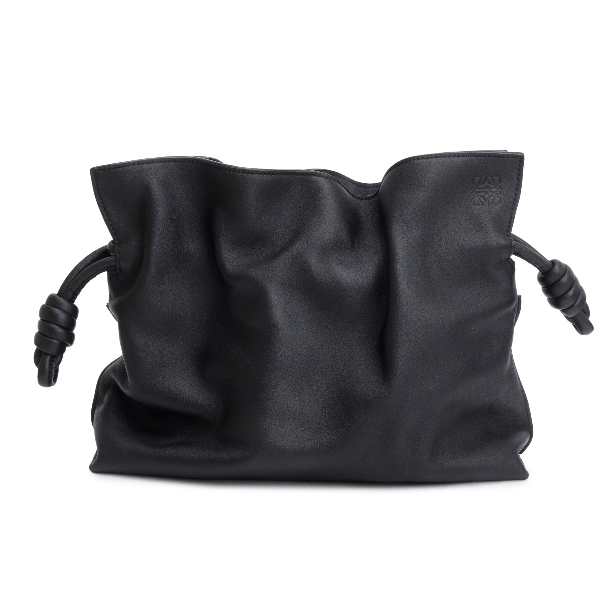 Loewe Black Nappa Leather Medium Flamenco Clutch Crossbody Bag