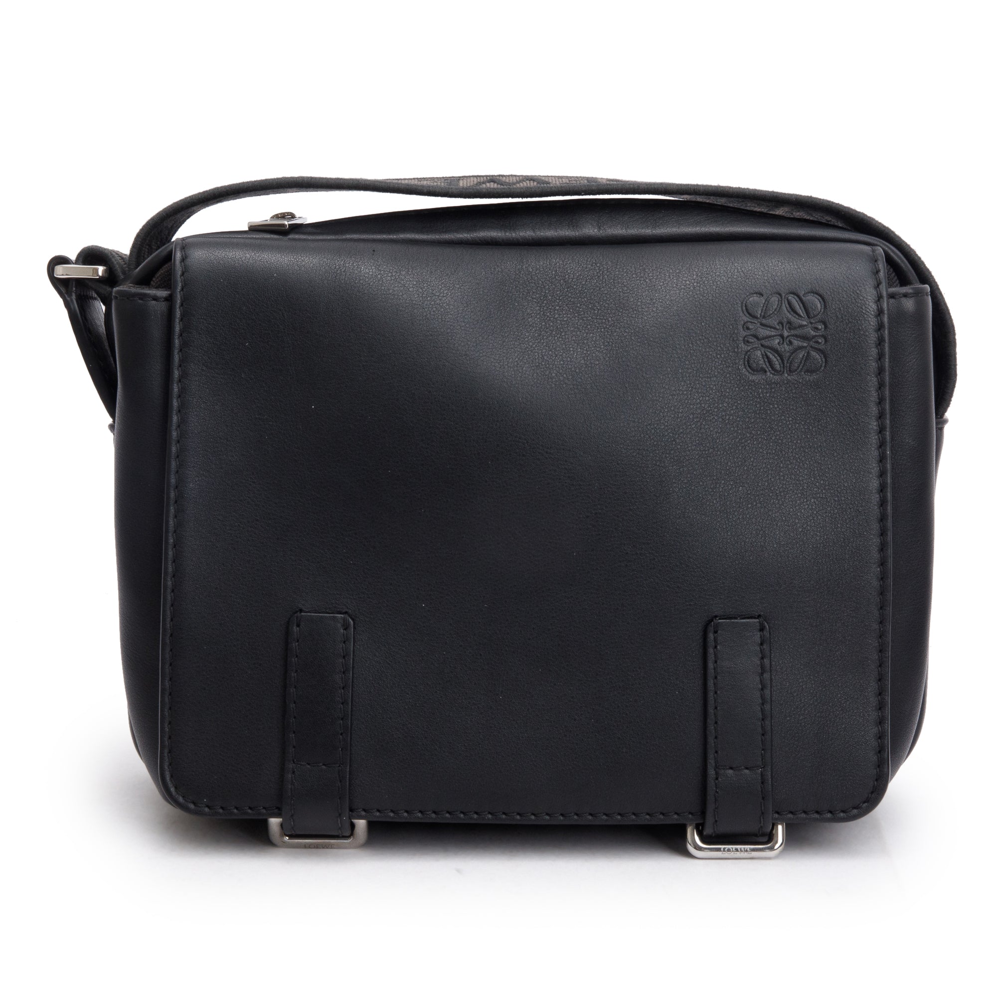 Loewe Black Supple Smooth Leather Jacquard XS Military Messenger Bag