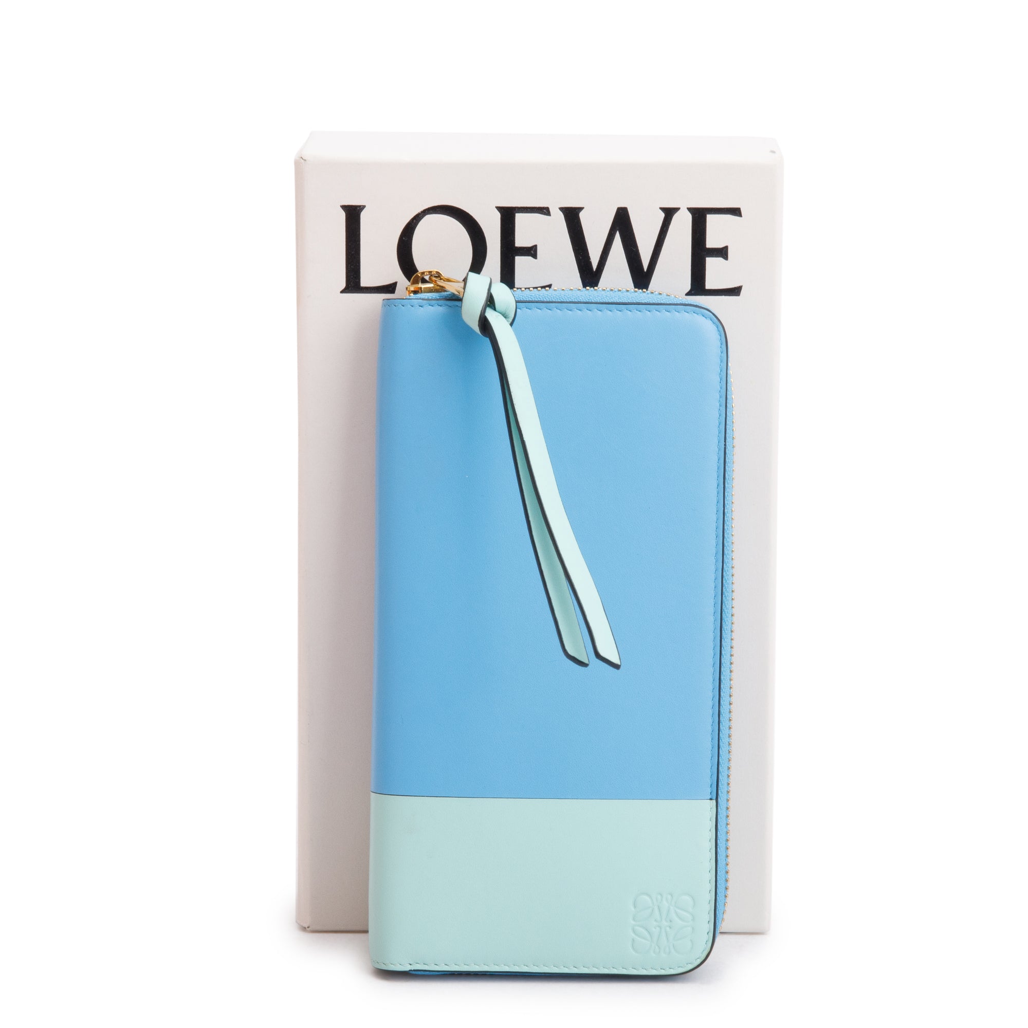 Loewe Blue Soft Nappa Leather Zip Around w/ Box
