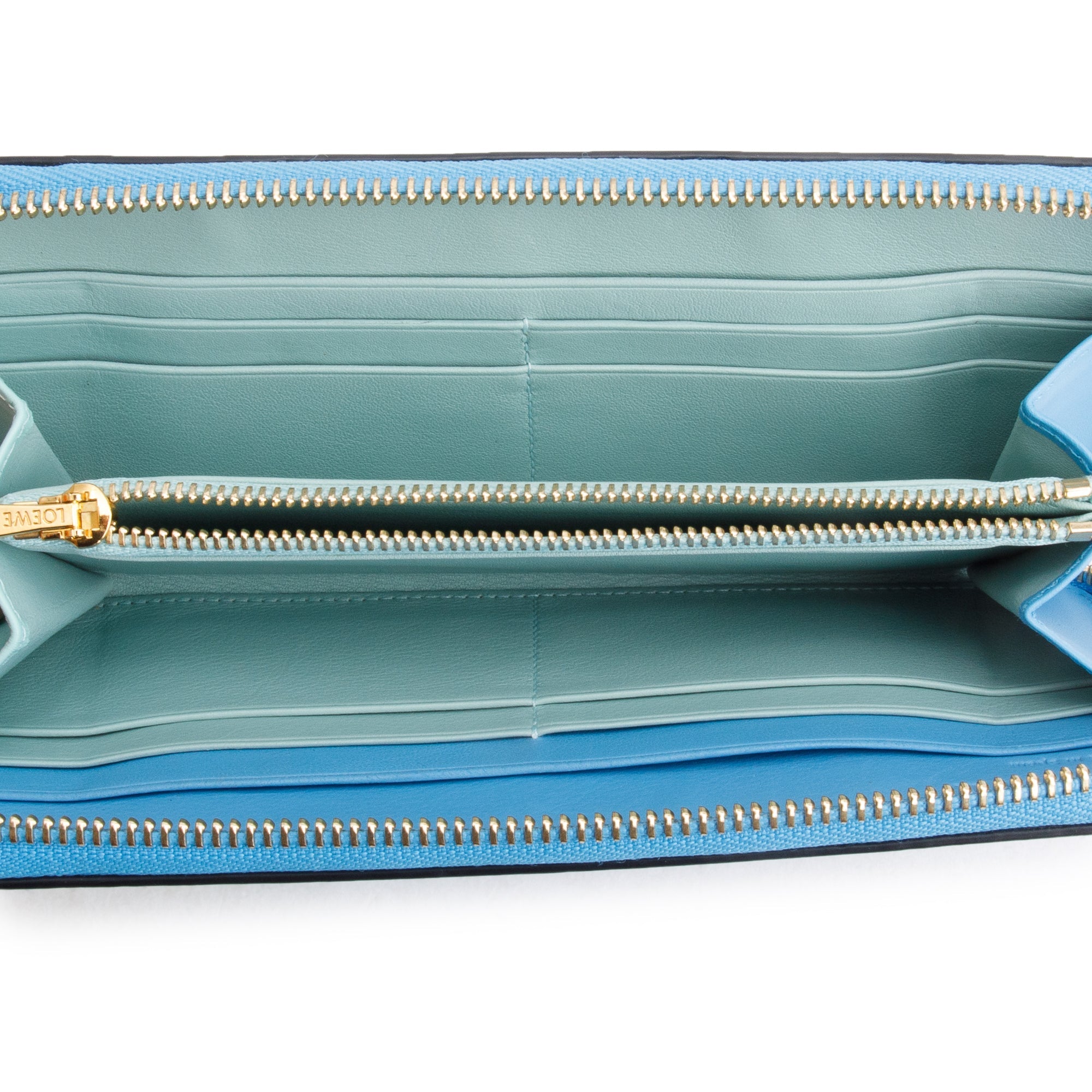 Loewe Blue Soft Nappa Leather Zip Around w/ Box