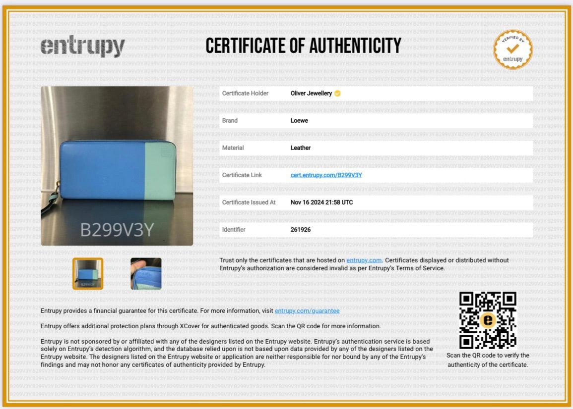 Loewe Blue Soft Nappa Leather Zip Around w/ Box