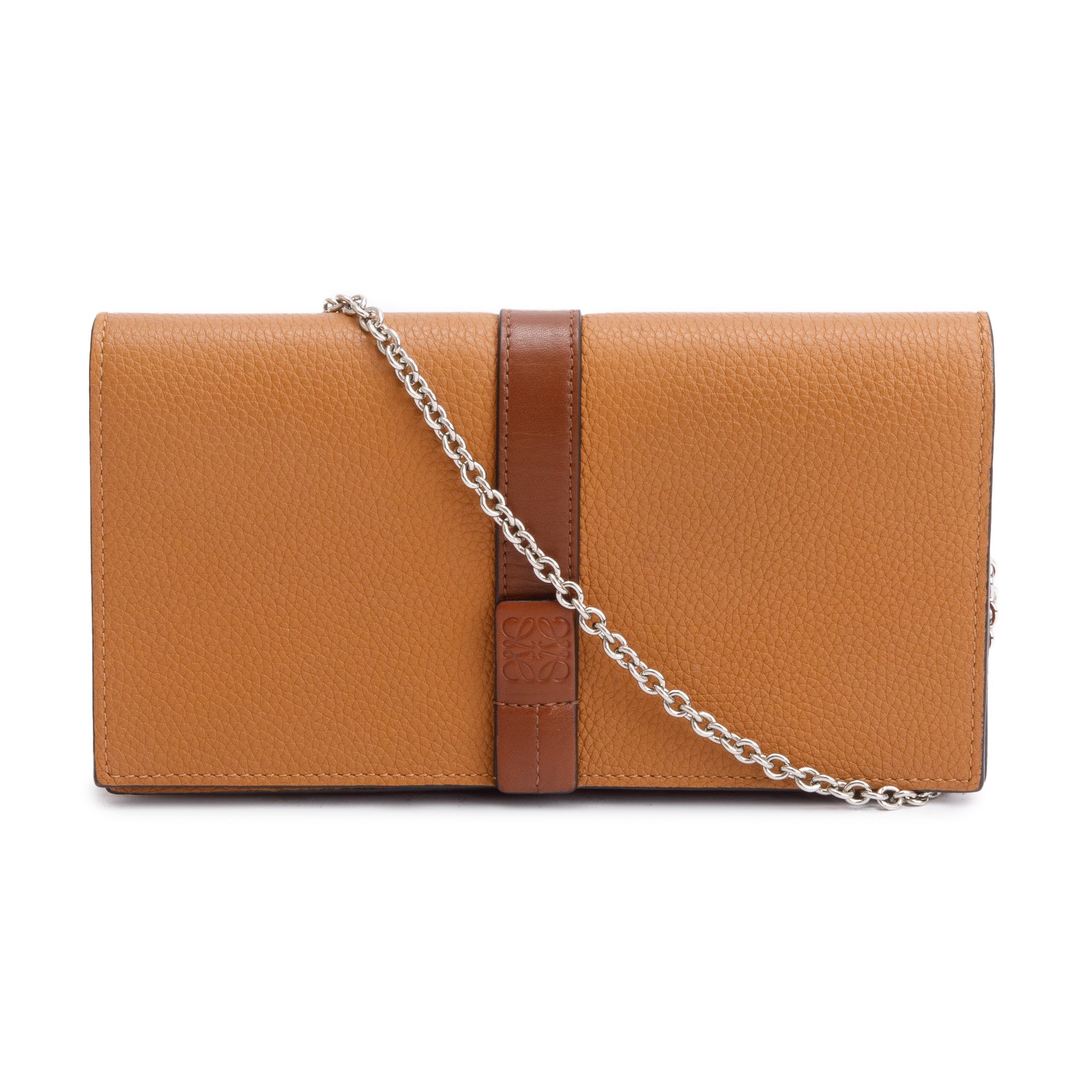 Loewe Brown Leather Wallet on Chain w/ Box