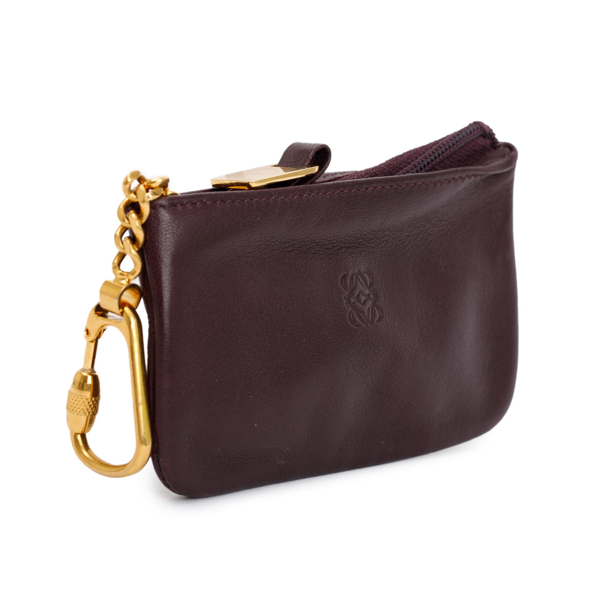 Loewe Burgundy Lambskin Leather Key Pouch