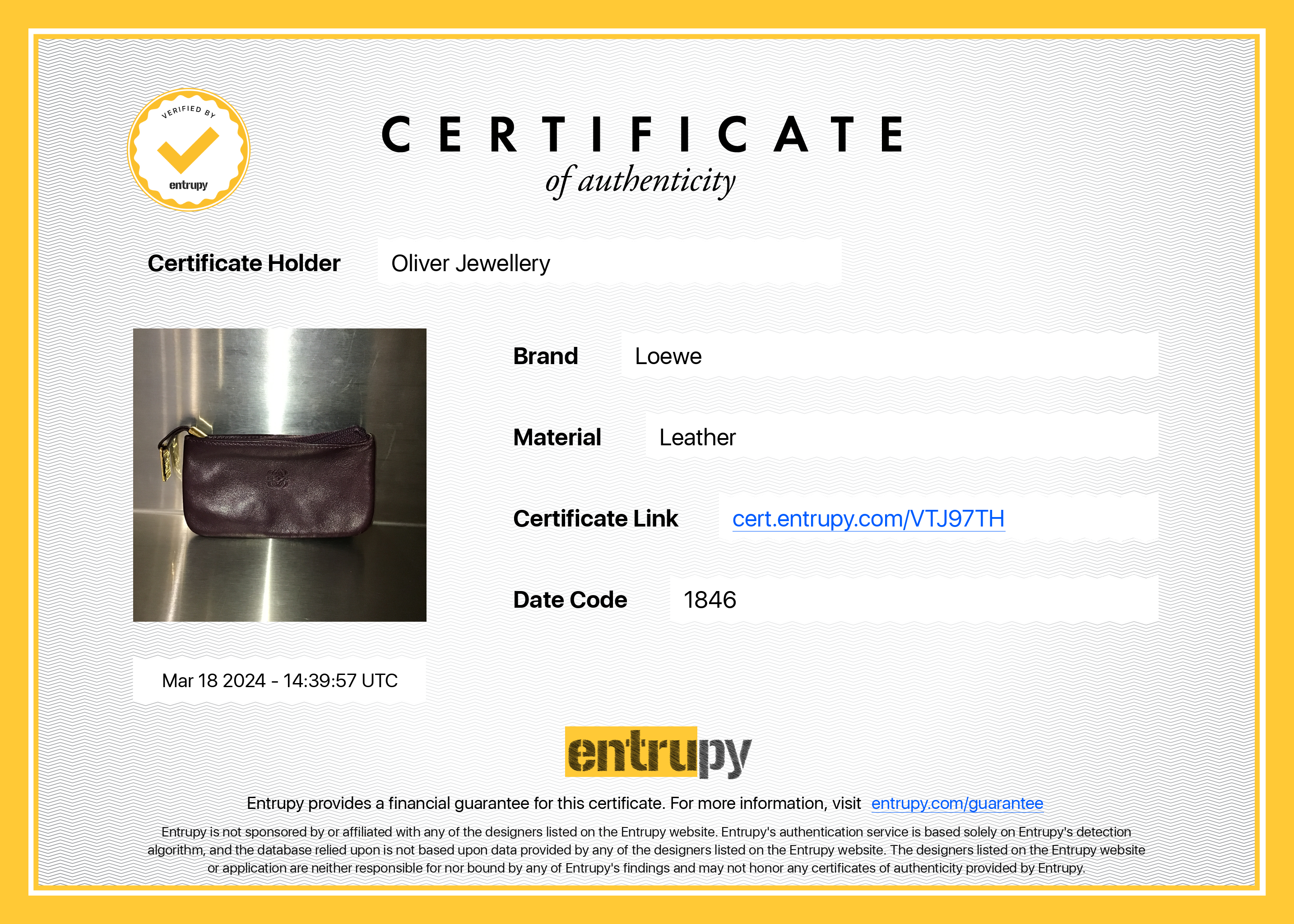 Loewe Burgundy Lambskin Leather Key Pouch