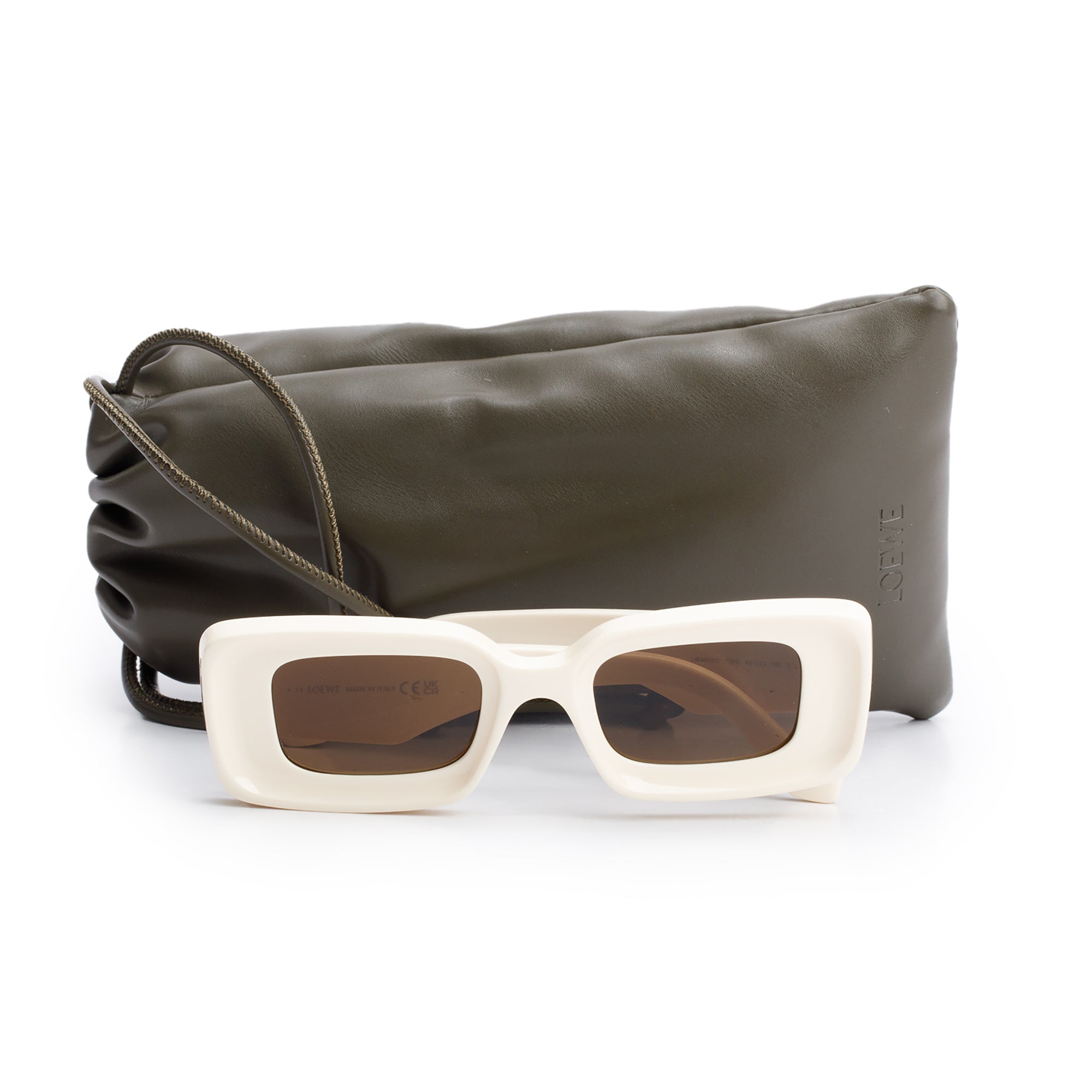 Loewe LW40101I White Acetate Rectangular Sunglasses w/ Case