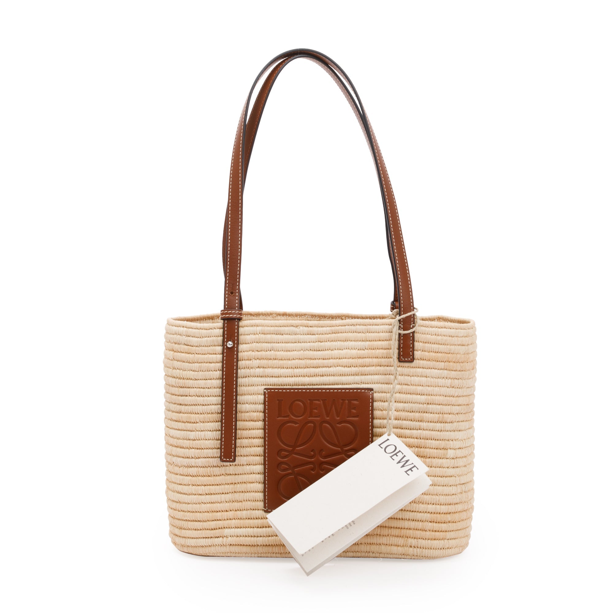 Loewe Neutral Raffia Small Square Basket Bag